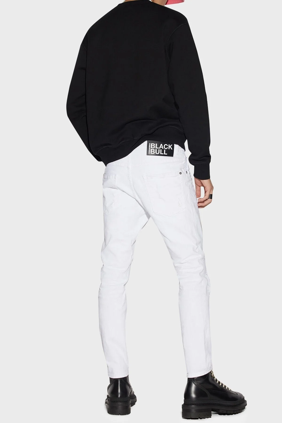 Dsquared2 Pamuklu Düşük Bel Dar Paça Skinny Fit SkaterJeans Erkek Kot Pantolon S74LB1278 STN833 100 BEYAZ - 2