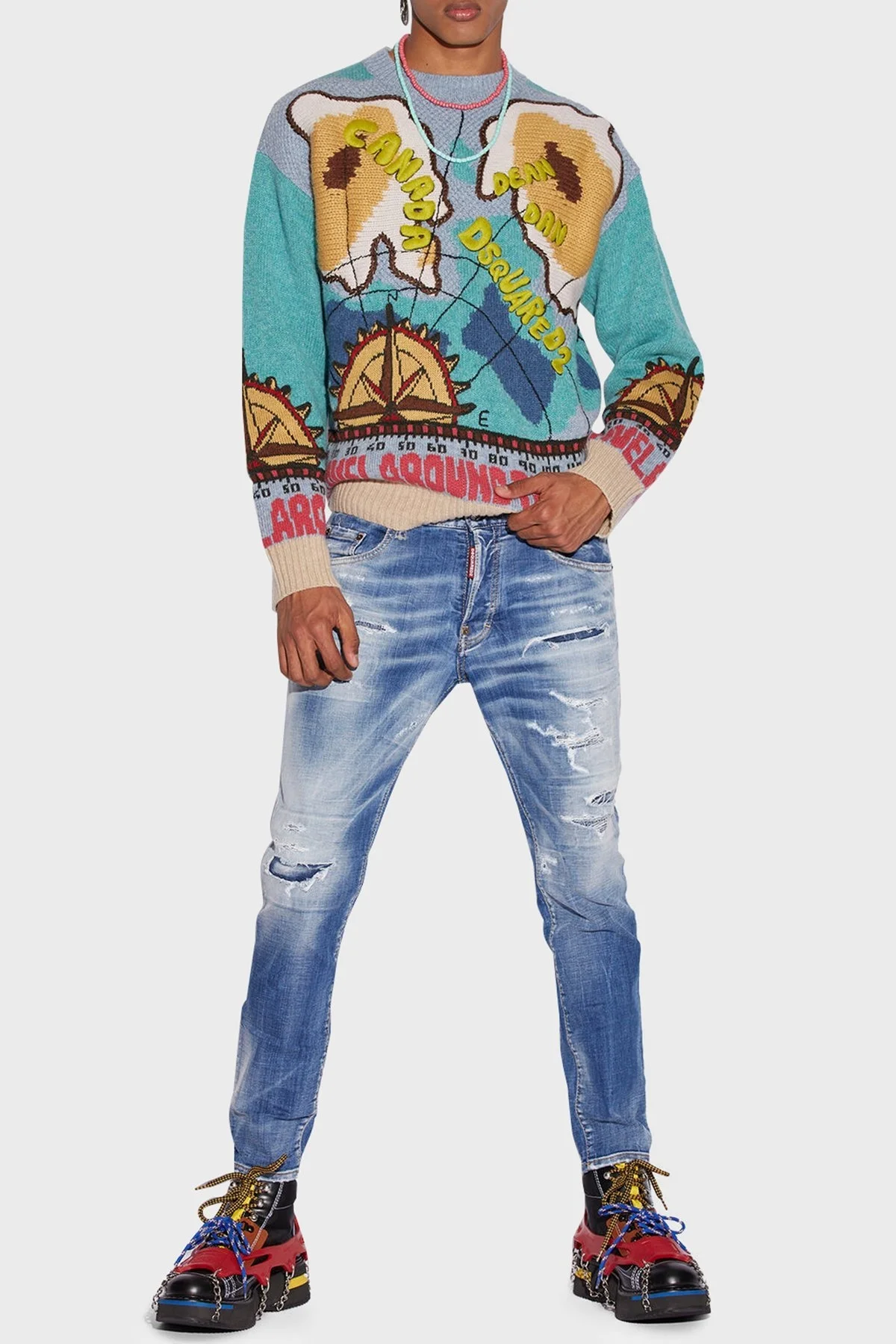 Dsquared2 Pamuklu Düşük Bel Dar Paça Slim Fit Skater Jeans Erkek Kot Pantolon S71LB1121 S30342 470 LACİVERT - 1