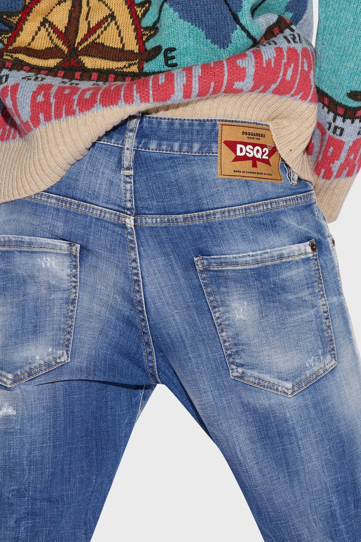 Dsquared2 Pamuklu Düşük Bel Dar Paça Slim Fit Skater Jeans Erkek Kot Pantolon S71LB1121 S30342 470 LACİVERT - 4