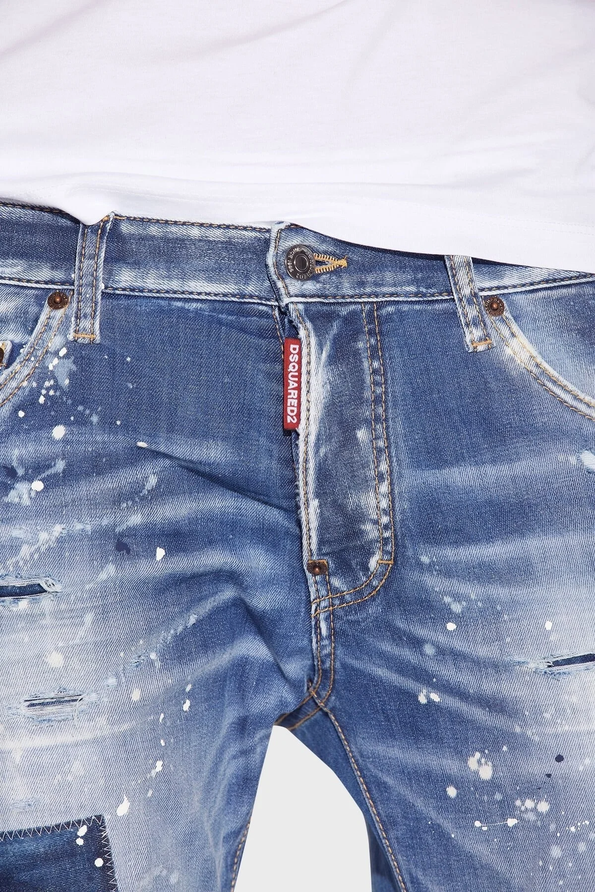 Dsquared2 Pamuklu Düşük Bel Slim Fit Dar Paça Jeans Erkek Kot Pantolon S74LB1162 S30789 470 LACİVERT - 3