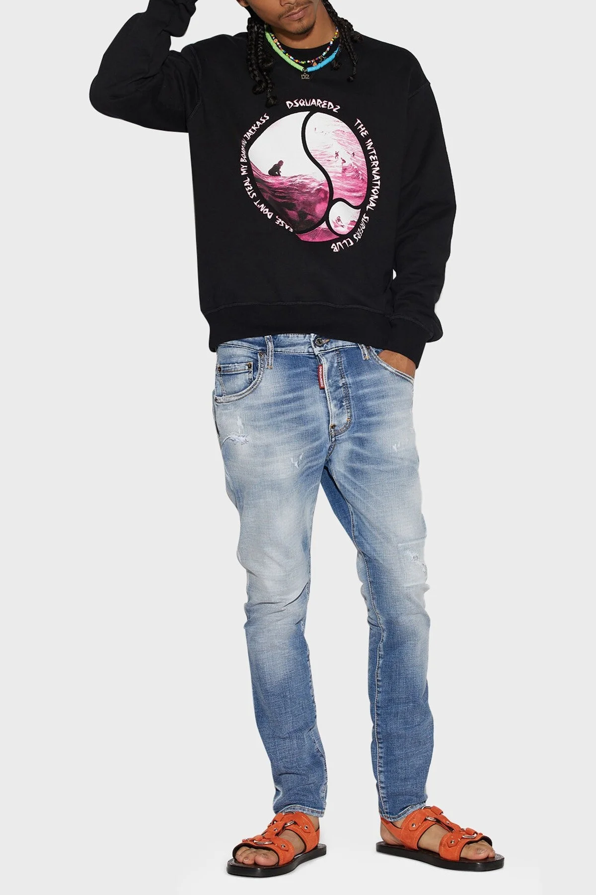 Dsquared2 Pamuklu Düşük Bel Slim Fit Skater Jeans Erkek Kot Pantolon S71LB1173 S30664 470 LACİVERT - 1