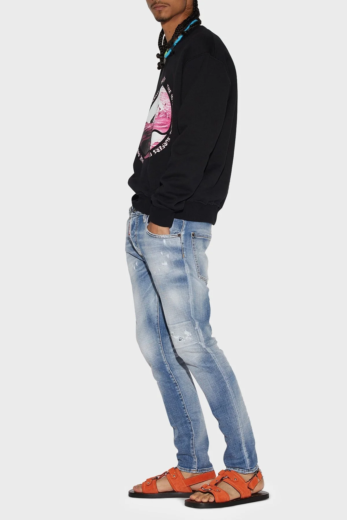 Dsquared2 Pamuklu Düşük Bel Slim Fit Skater Jeans Erkek Kot Pantolon S71LB1173 S30664 470 LACİVERT - 2