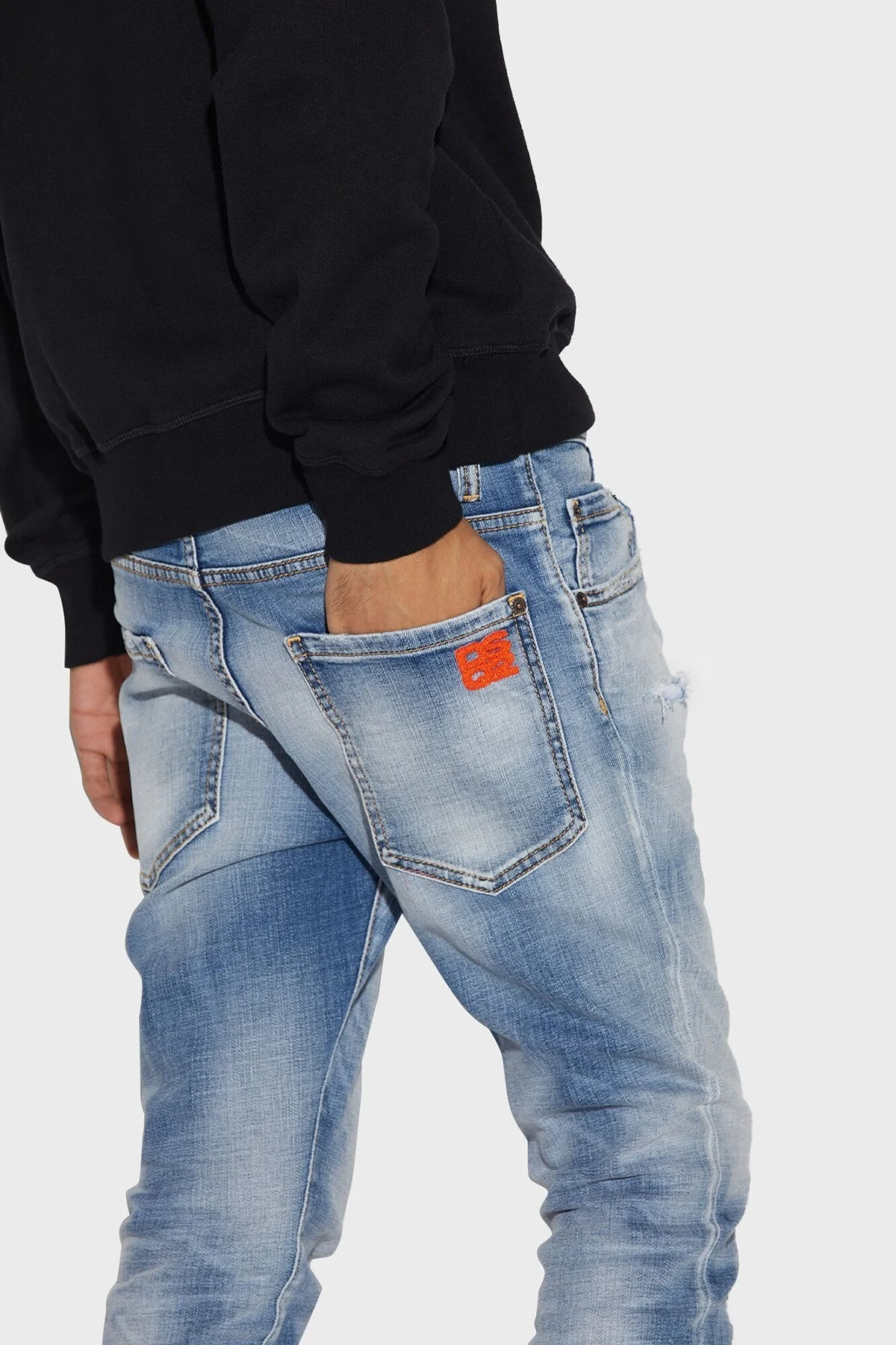 Dsquared2 Pamuklu Düşük Bel Slim Fit Skater Jeans Erkek Kot Pantolon S71LB1173 S30664 470 LACİVERT - 4