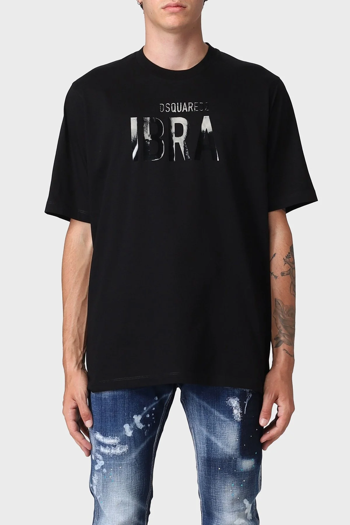 Dsquared2 Pamuklu Loose Fit Bisiklet Yaka Erkek T Shirt S78GD0067 S23009 900 SİYAH - 1