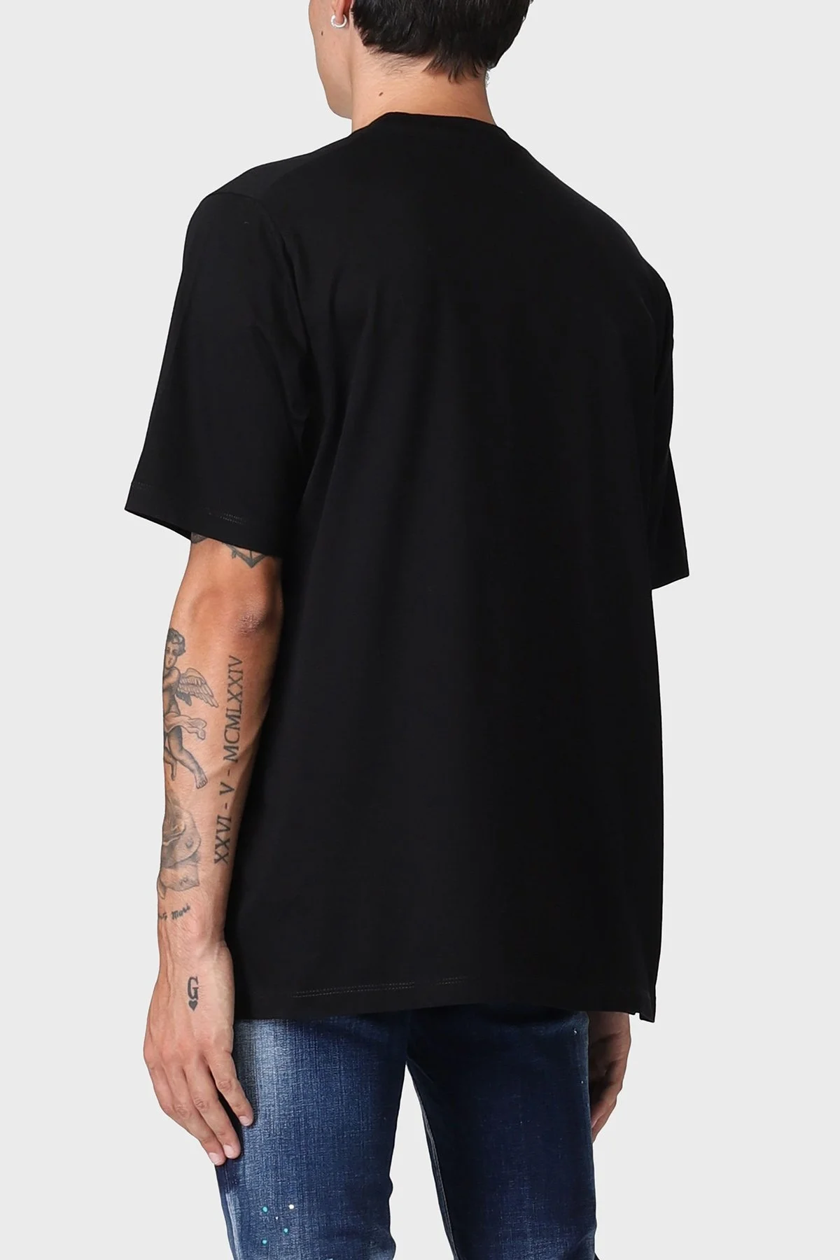 Dsquared2 Pamuklu Loose Fit Bisiklet Yaka Erkek T Shirt S78GD0067 S23009 900 SİYAH - 2