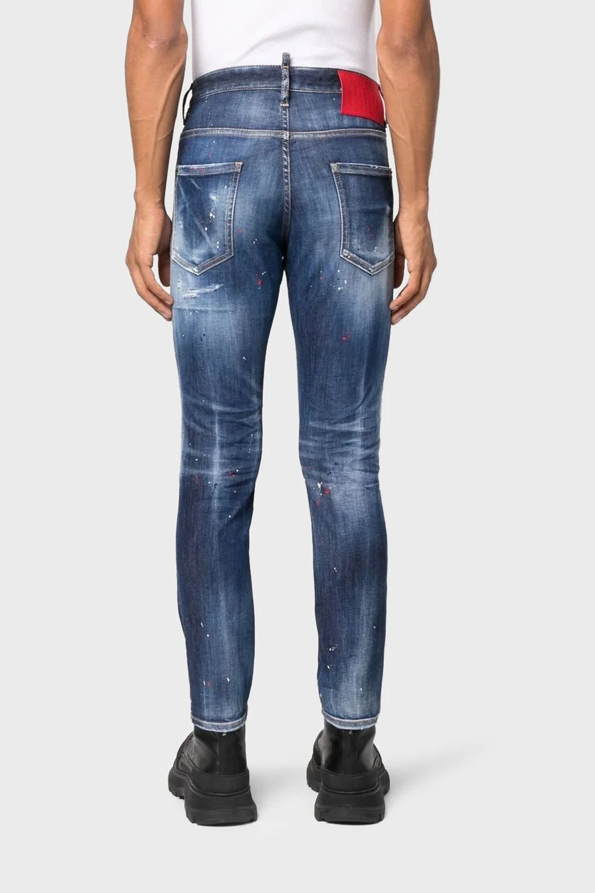 Dsquared2 Pamuklu Normal Bel Dar Paça Slim Fit Skater Jeans Erkek Kot Pantolon S74LB1255 S30789 470 LACİVERT - 3