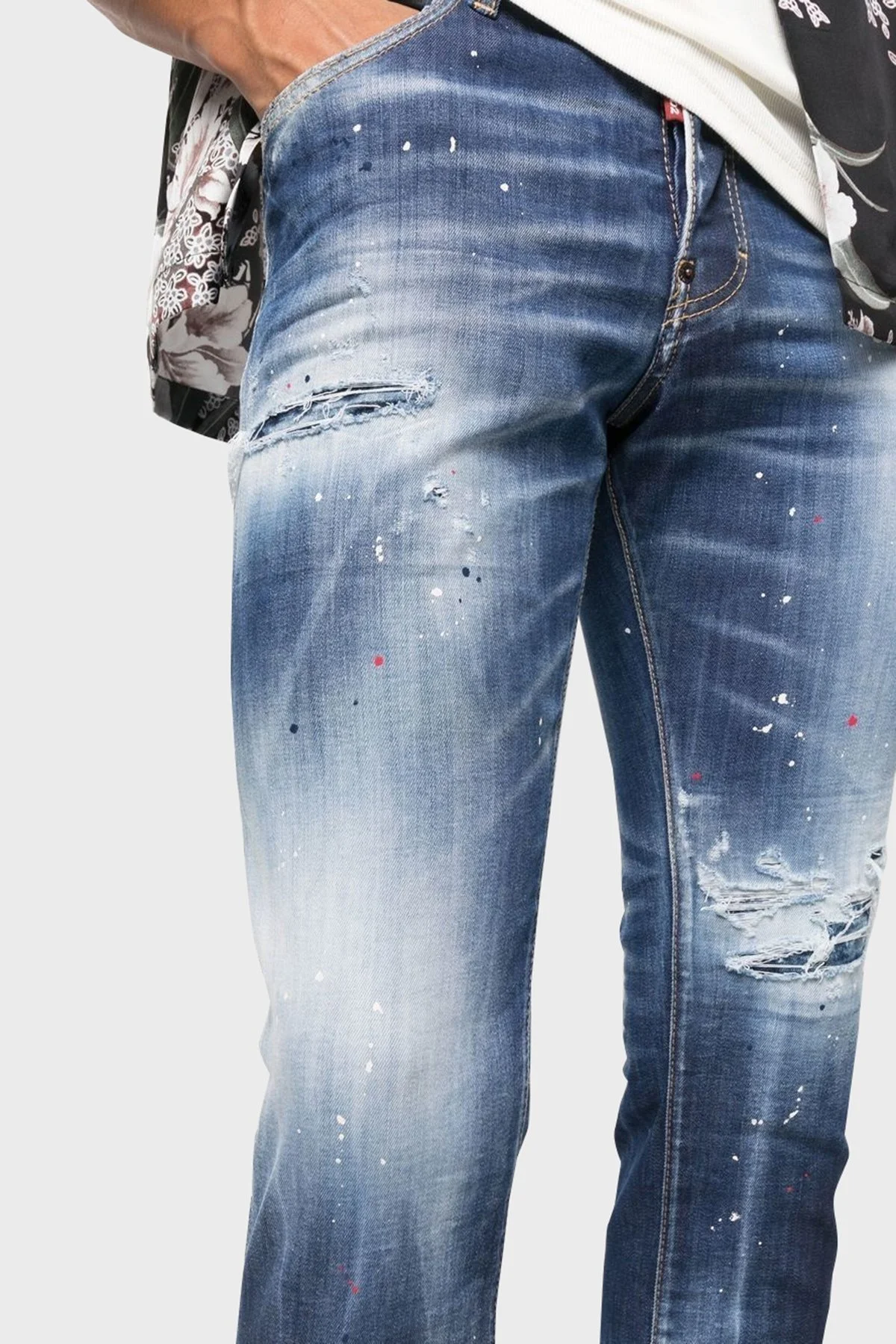 Dsquared2 Pamuklu Normal Bel Dar Paça Slim Fit Skater Jeans Erkek Kot Pantolon S74LB1255 S30789 470 LACİVERT - 4