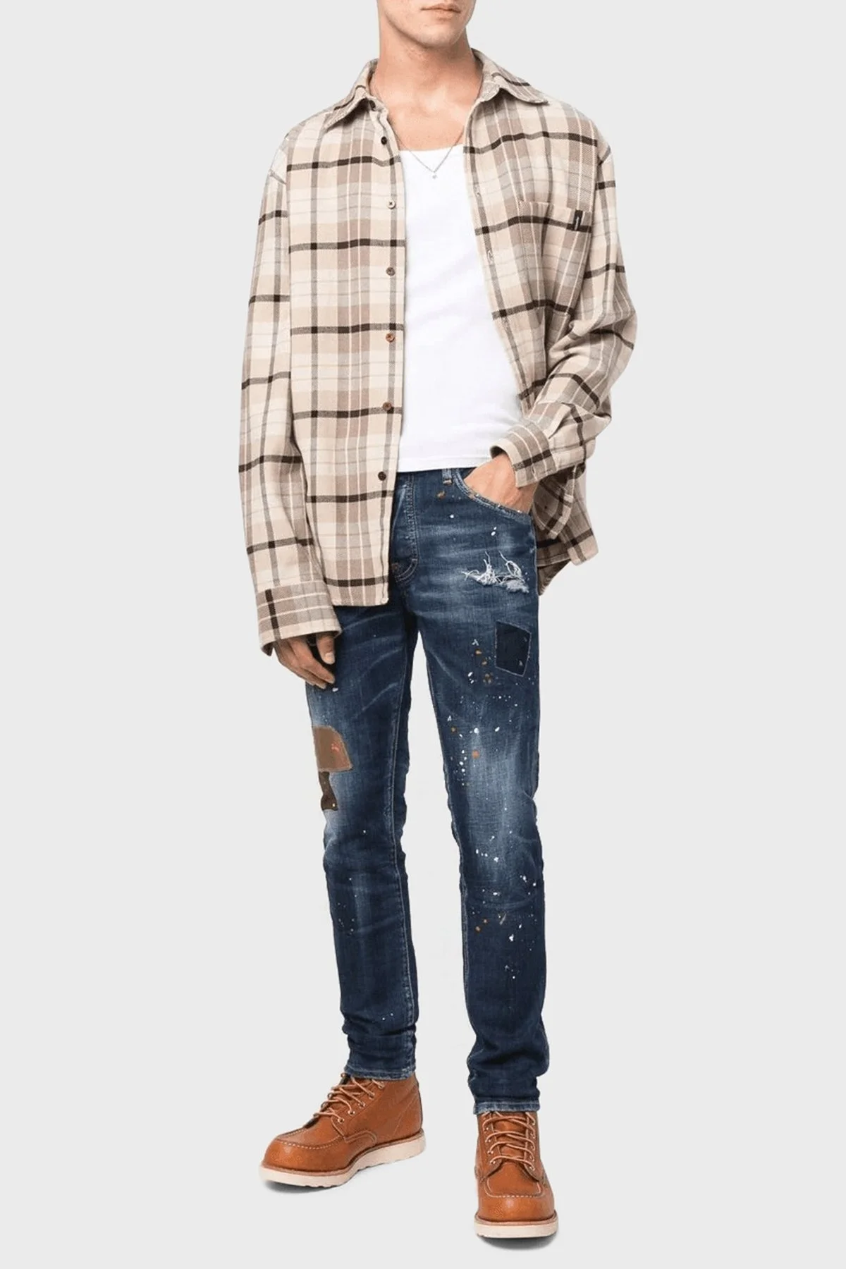 Dsquared2 Pamuklu Skater Jean Normal Bel Dar Paça Jeans Erkek Kot Pantolon S74LB1158 470 LACİVERT - 1