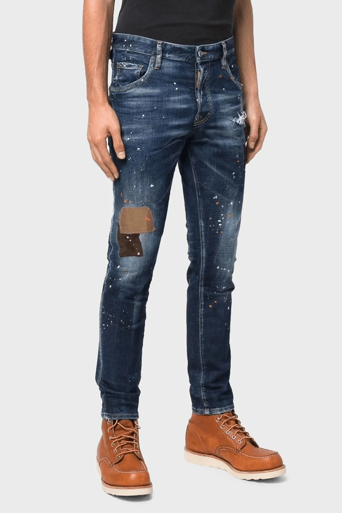 Dsquared2 Pamuklu Skater Jean Normal Bel Dar Paça Jeans Erkek Kot Pantolon S74LB1158 470 LACİVERT - 2