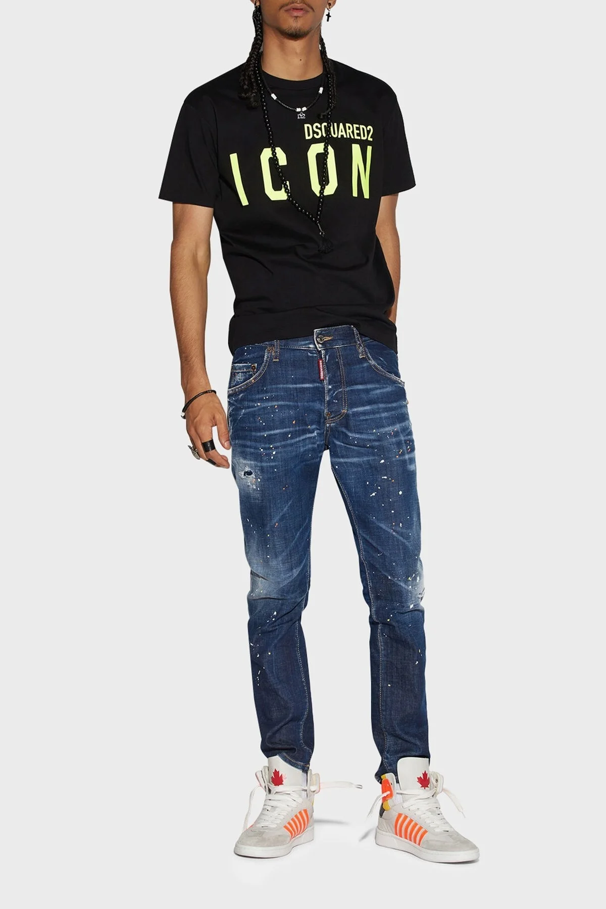 Dsquared2 Pamuklu Normal Bel Düz Paça Skinny Fit Skater Jeans Erkek Kot Pantolon S74LB1274 S30342 470 LACİVERT - 1