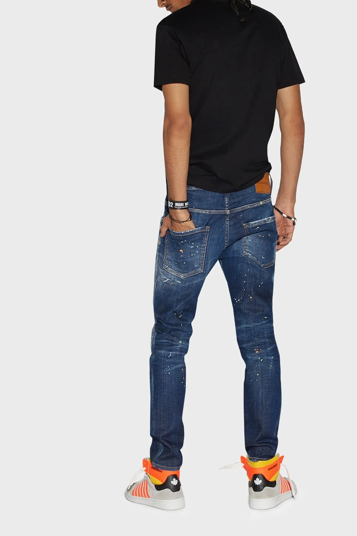 Dsquared2 Pamuklu Normal Bel Düz Paça Skinny Fit Skater Jeans Erkek Kot Pantolon S74LB1274 S30342 470 LACİVERT - 2