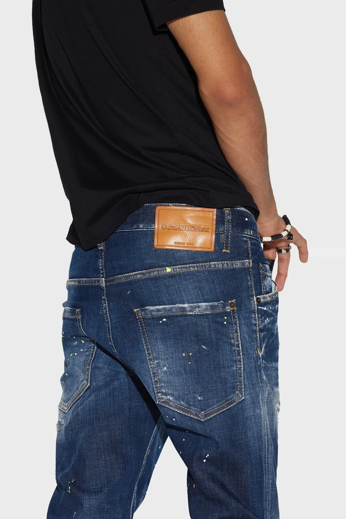 Dsquared2 Pamuklu Normal Bel Düz Paça Skinny Fit Skater Jeans Erkek Kot Pantolon S74LB1274 S30342 470 LACİVERT - 3