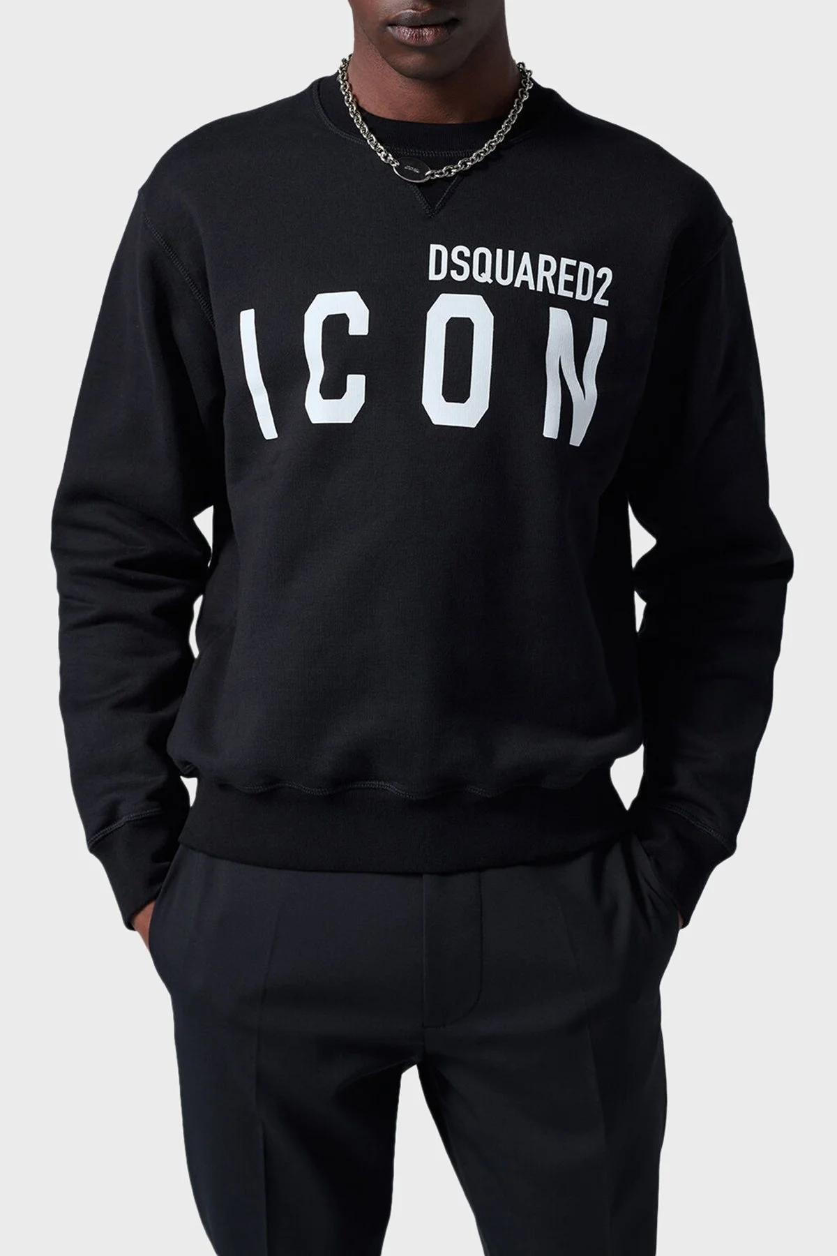 Dsquared2 Pamuklu Regular Fit Erkek Sweat S79GU0004 S25516 965 SİYAH-BEYAZ - 5