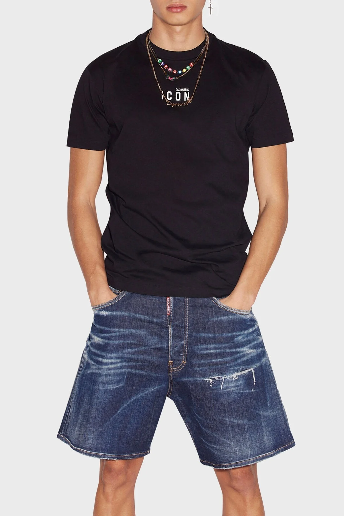 Dsquared2 Pamuklu Regular Fit Sıfır Yaka Erkek T Shirt S79GC0010 S23009 980 SİYAH - 1