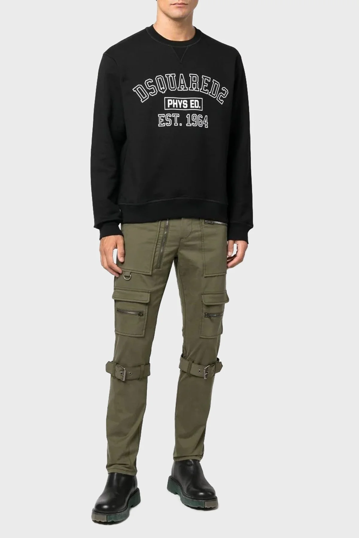 Dsquared2 Pamuklu Relaxed Fit Bisiklet Yaka Erkek Sweat S71GU0555 S25516 900 SİYAH - 2