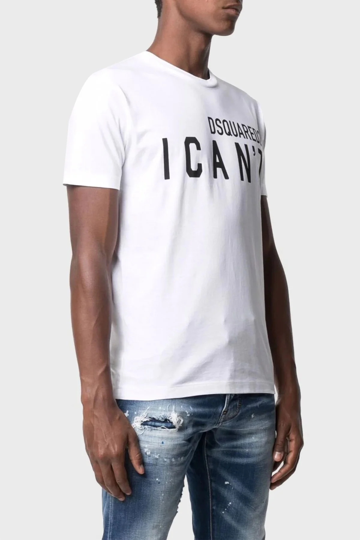 Dsquared2 Pamuklu Relaxed Fit Bisiklet Yaka Erkek T Shirt S74GD0859 S23009 100 BEYAZ - 1