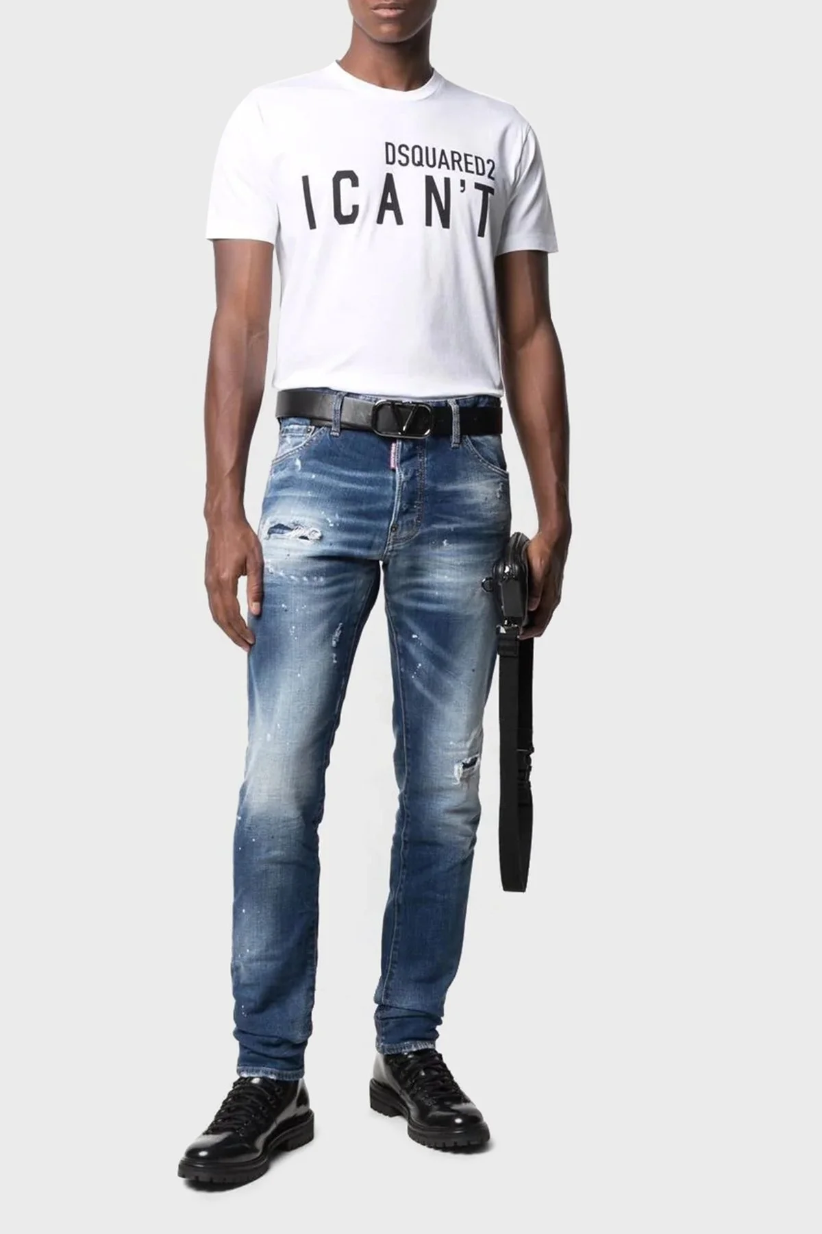 Dsquared2 Pamuklu Relaxed Fit Bisiklet Yaka Erkek T Shirt S74GD0859 S23009 100 BEYAZ - 2