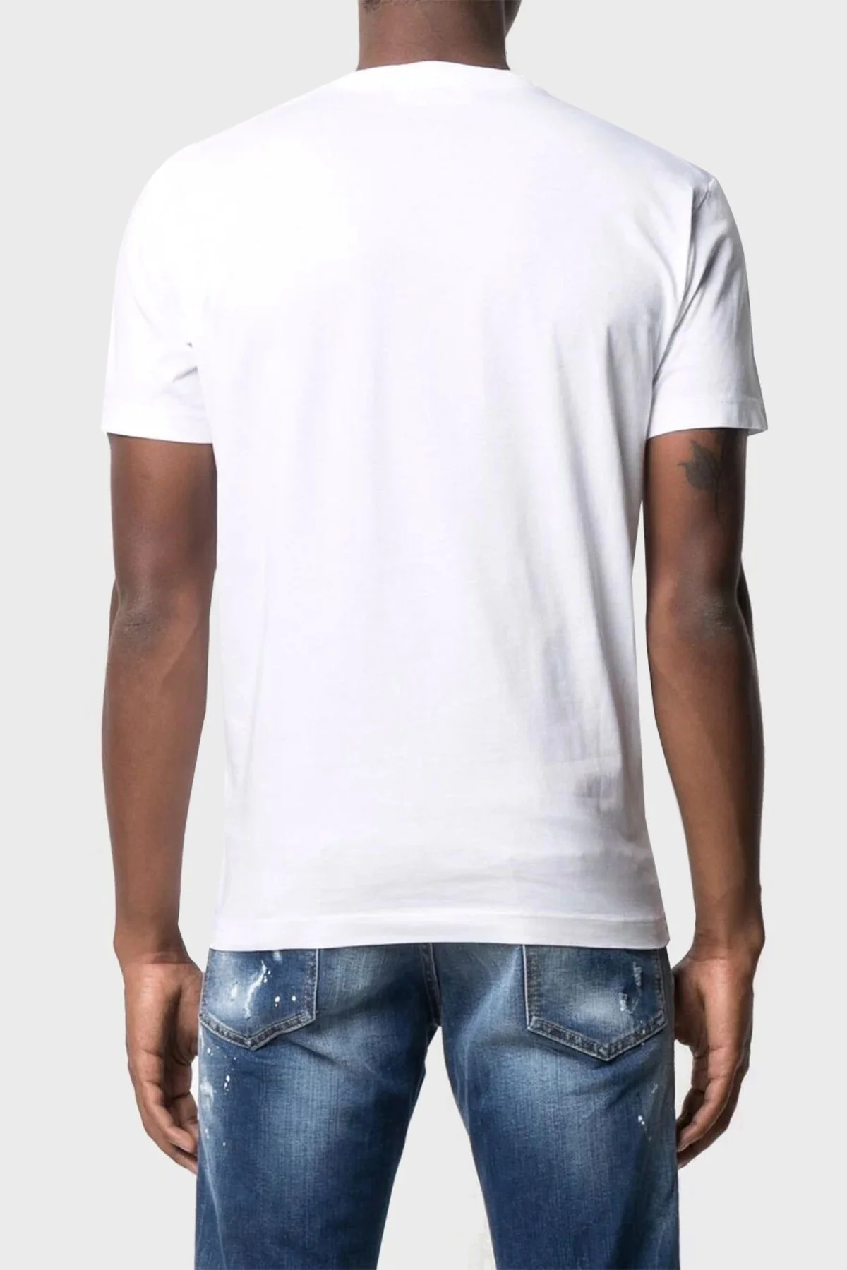 Dsquared2 Pamuklu Relaxed Fit Bisiklet Yaka Erkek T Shirt S74GD0859 S23009 100 BEYAZ - 4