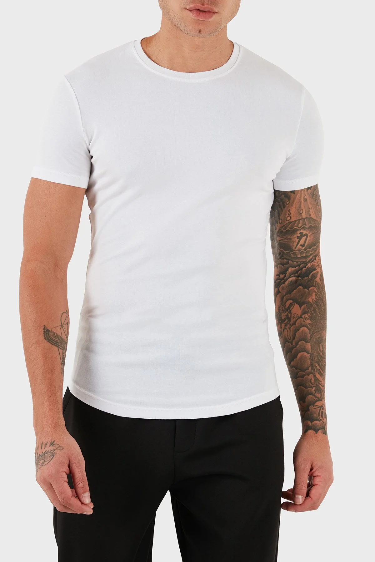 Dsquared2 Pamuklu Slim Fit Bisiklet Yaka Erkek T Shirt DCM370010 02 BEYAZ - 1