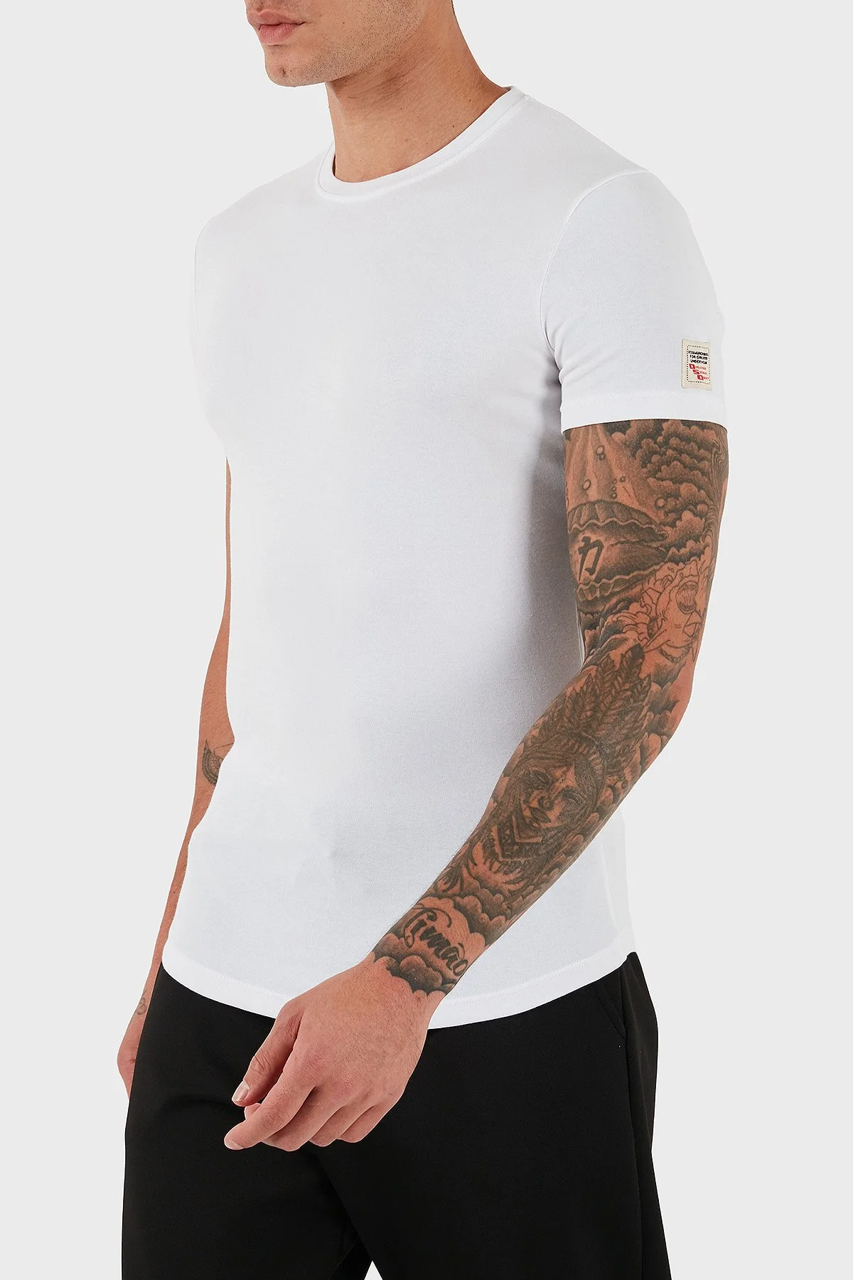 Dsquared2 Pamuklu Slim Fit Bisiklet Yaka Erkek T Shirt DCM370010 02 BEYAZ - 5