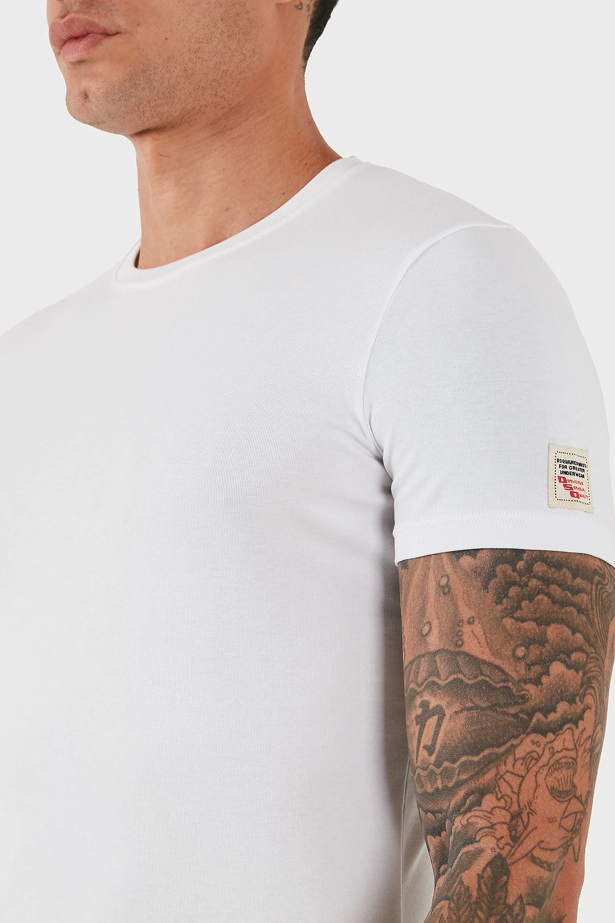 Dsquared2 Pamuklu Slim Fit Bisiklet Yaka Erkek T Shirt DCM370010 02 BEYAZ - 6