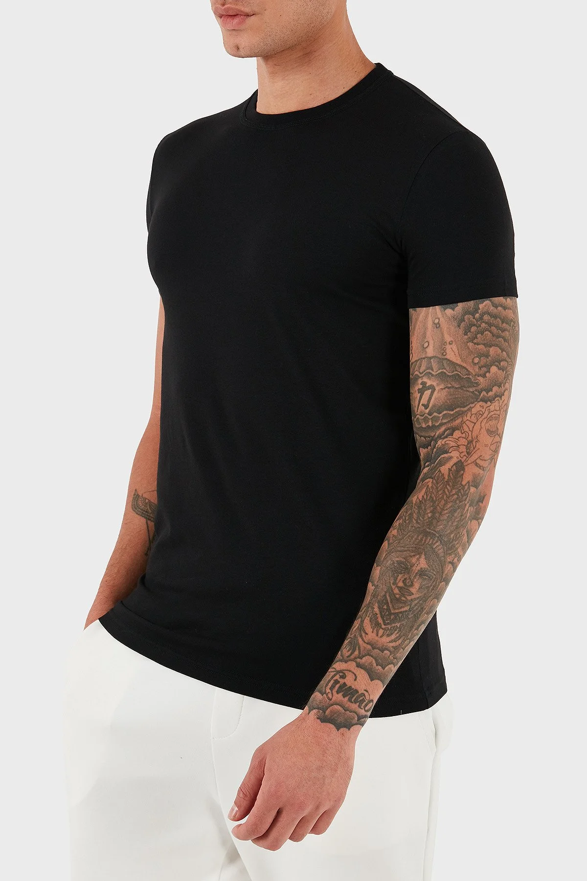 Dsquared2 Pamuklu Slim Fit Bisiklet Yaka Erkek T Shirt DCM380020 01 SİYAH - 4