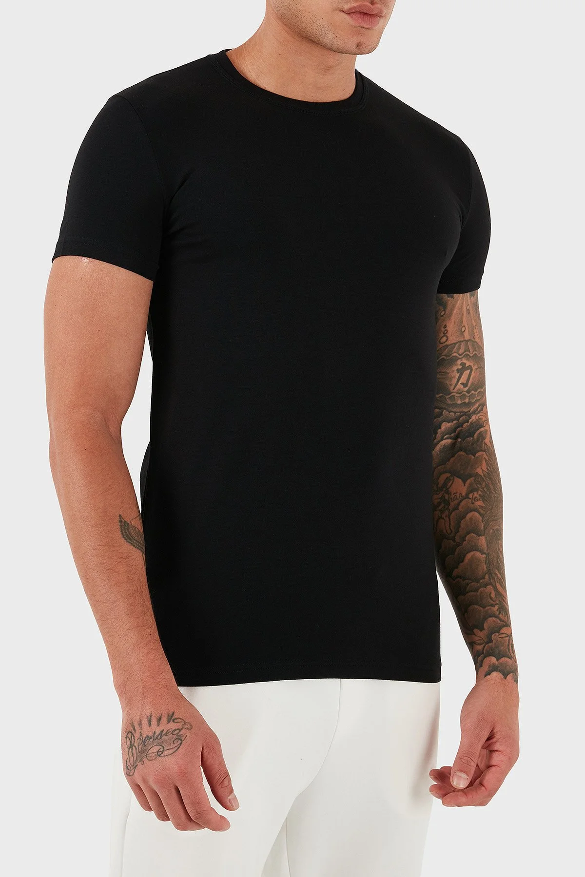 Dsquared2 Pamuklu Slim Fit Bisiklet Yaka Erkek T Shirt DCM380020 01 SİYAH - 5