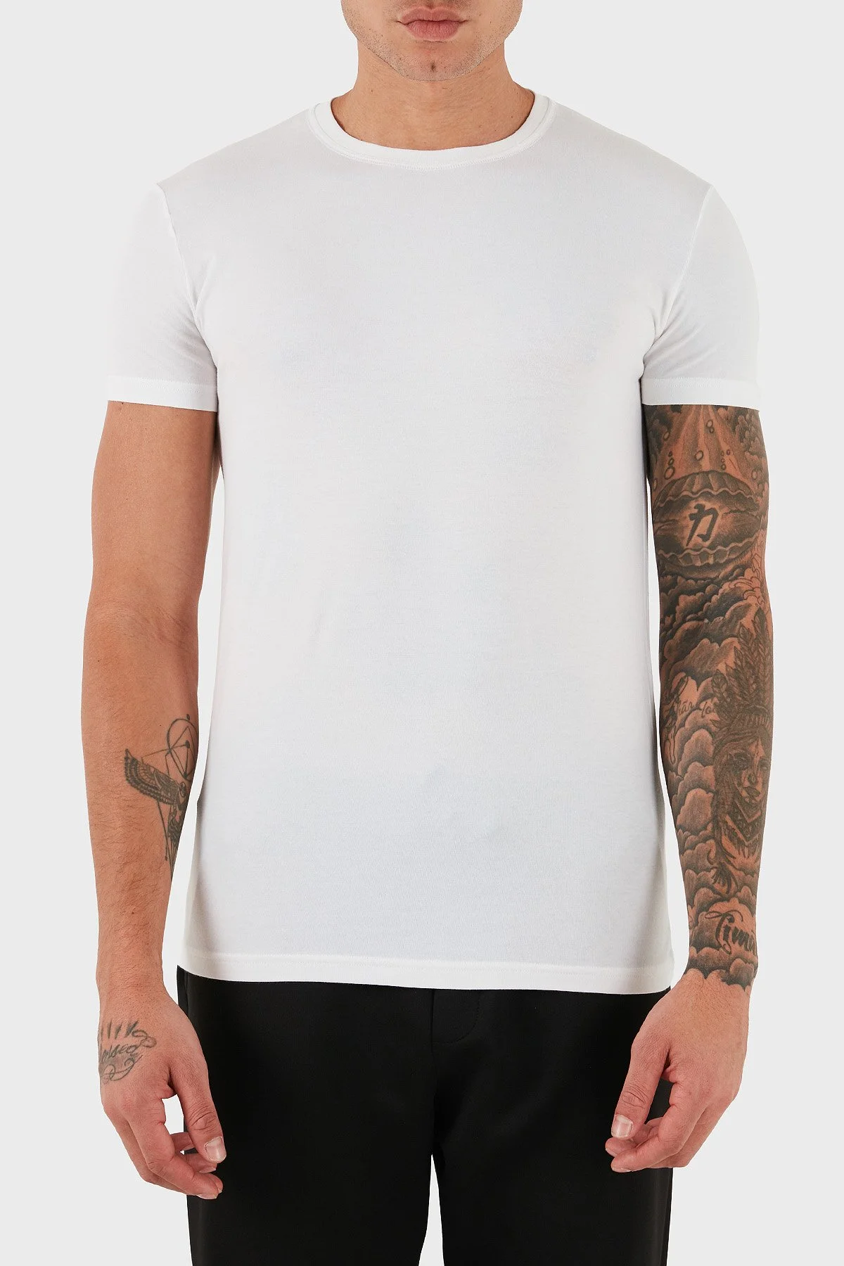Dsquared2 Pamuklu Slim Fit Bisiklet Yaka Erkek T Shirt DCM380020 02 BEYAZ - 1