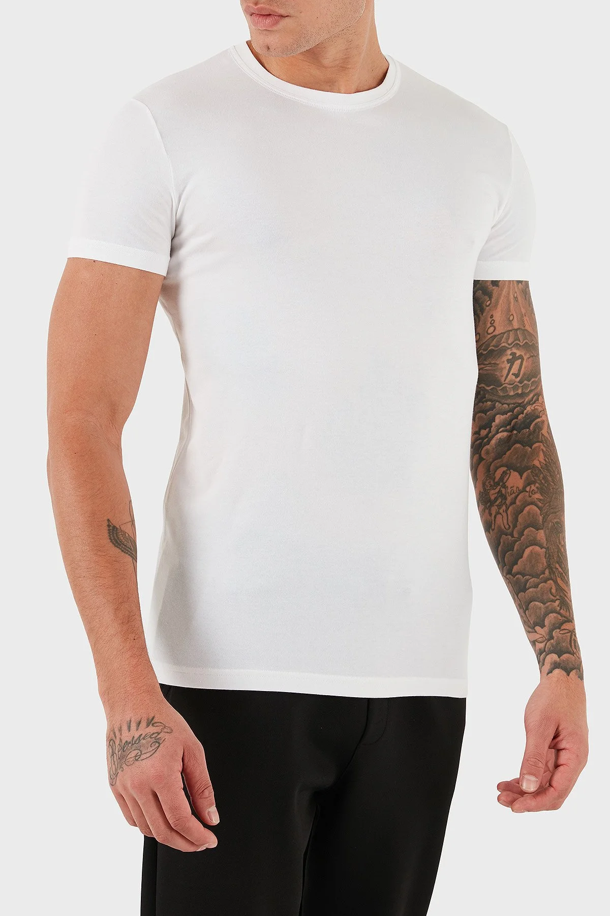 Dsquared2 Pamuklu Slim Fit Bisiklet Yaka Erkek T Shirt DCM380020 02 BEYAZ - 3