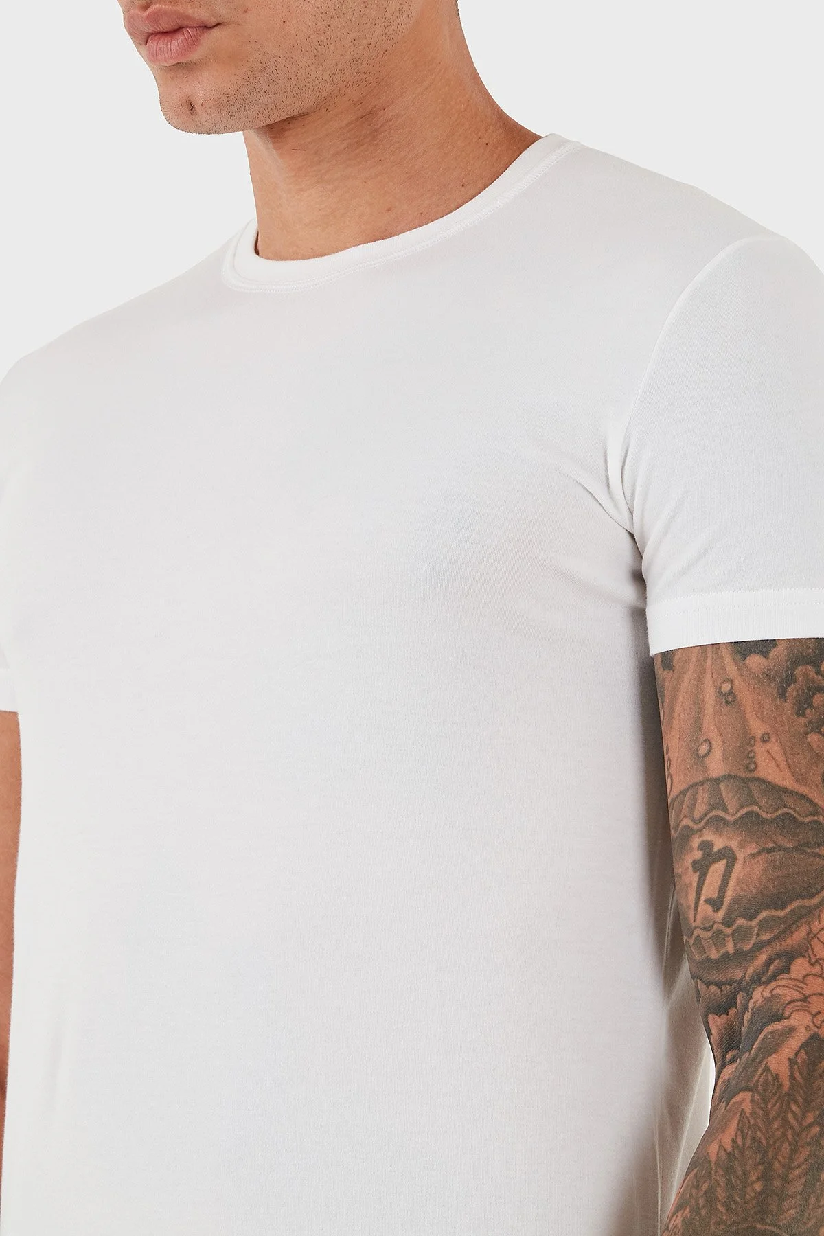 Dsquared2 Pamuklu Slim Fit Bisiklet Yaka Erkek T Shirt DCM380020 02 BEYAZ - 5