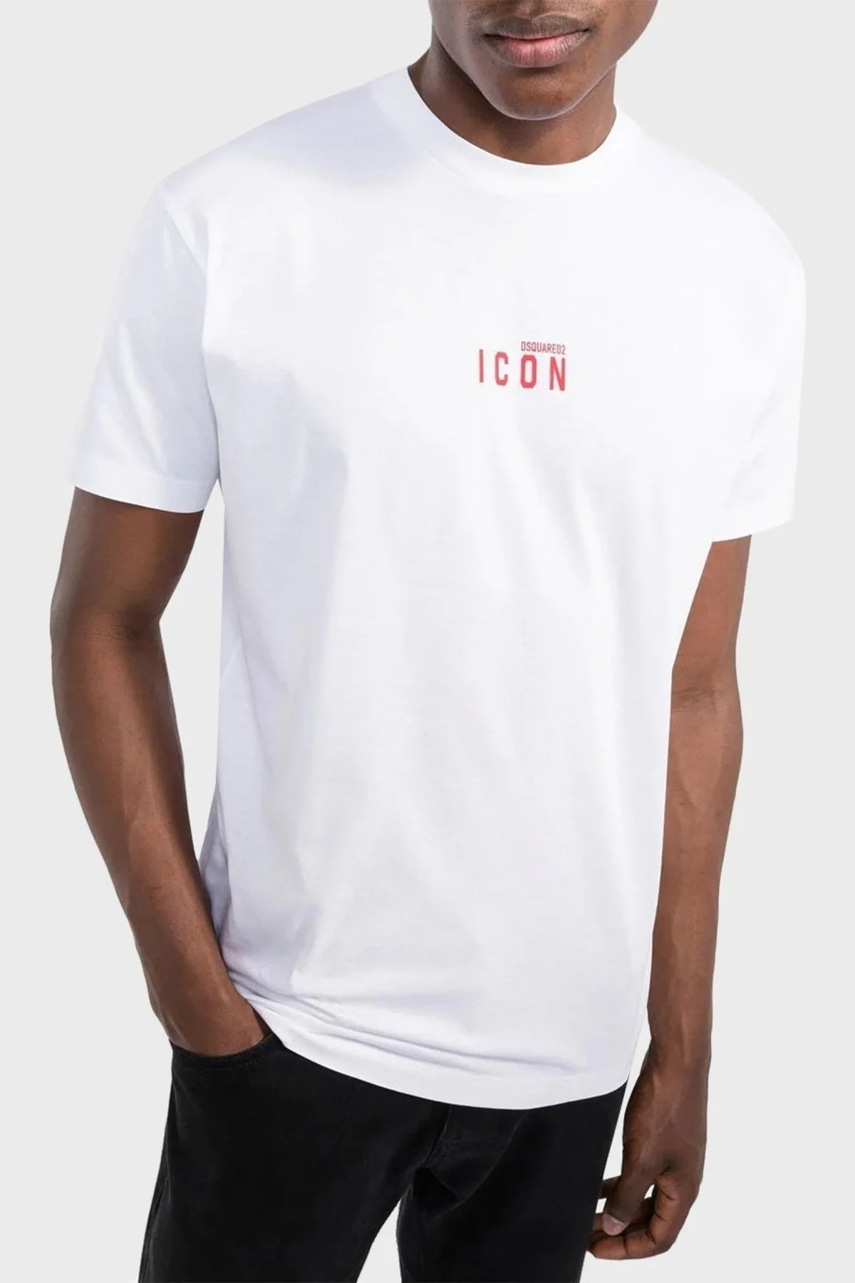 Dsquared2 Pamuklu Slim Fit Bisiklet Yaka Erkek T Shirt S79GC0010 S23009 997 BEYAZ - 1