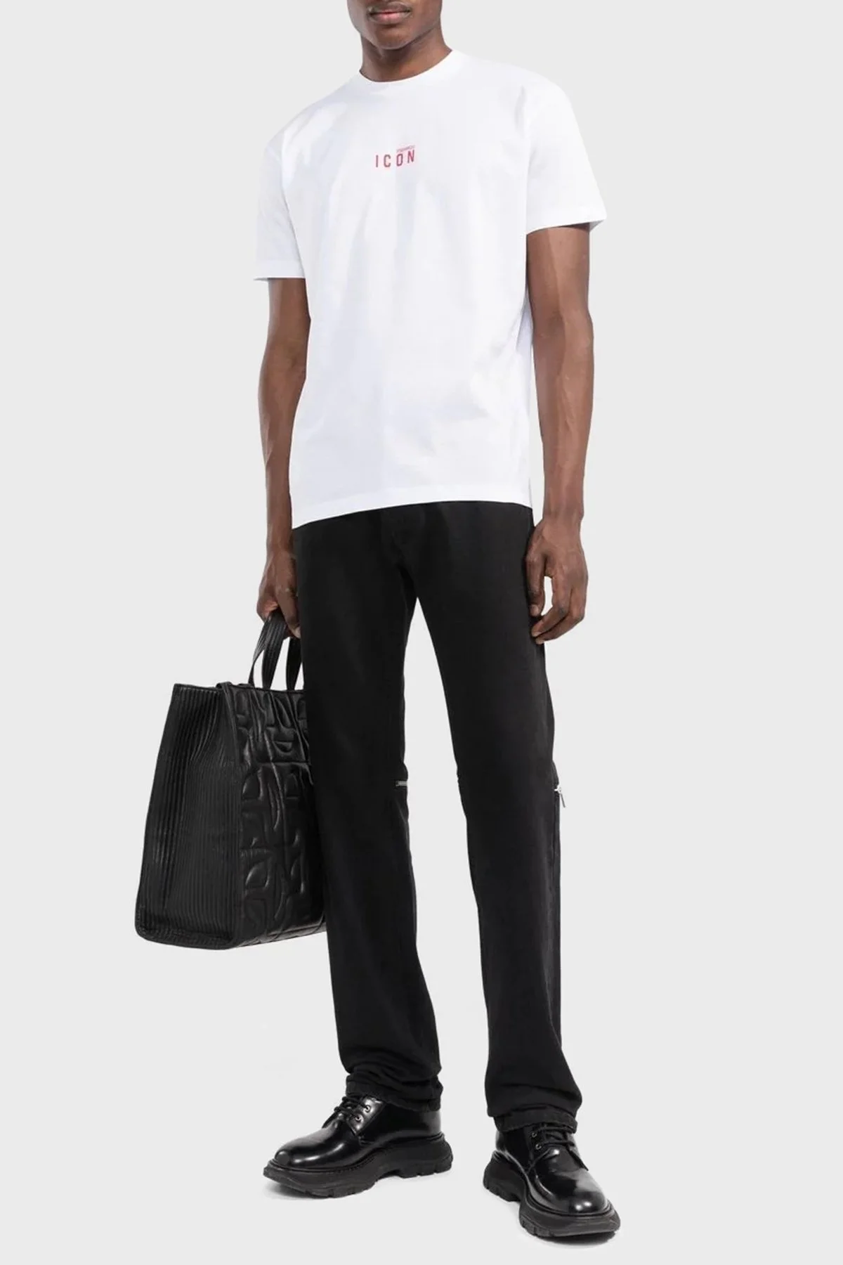 Dsquared2 Pamuklu Slim Fit Bisiklet Yaka Erkek T Shirt S79GC0010 S23009 997 BEYAZ - 5