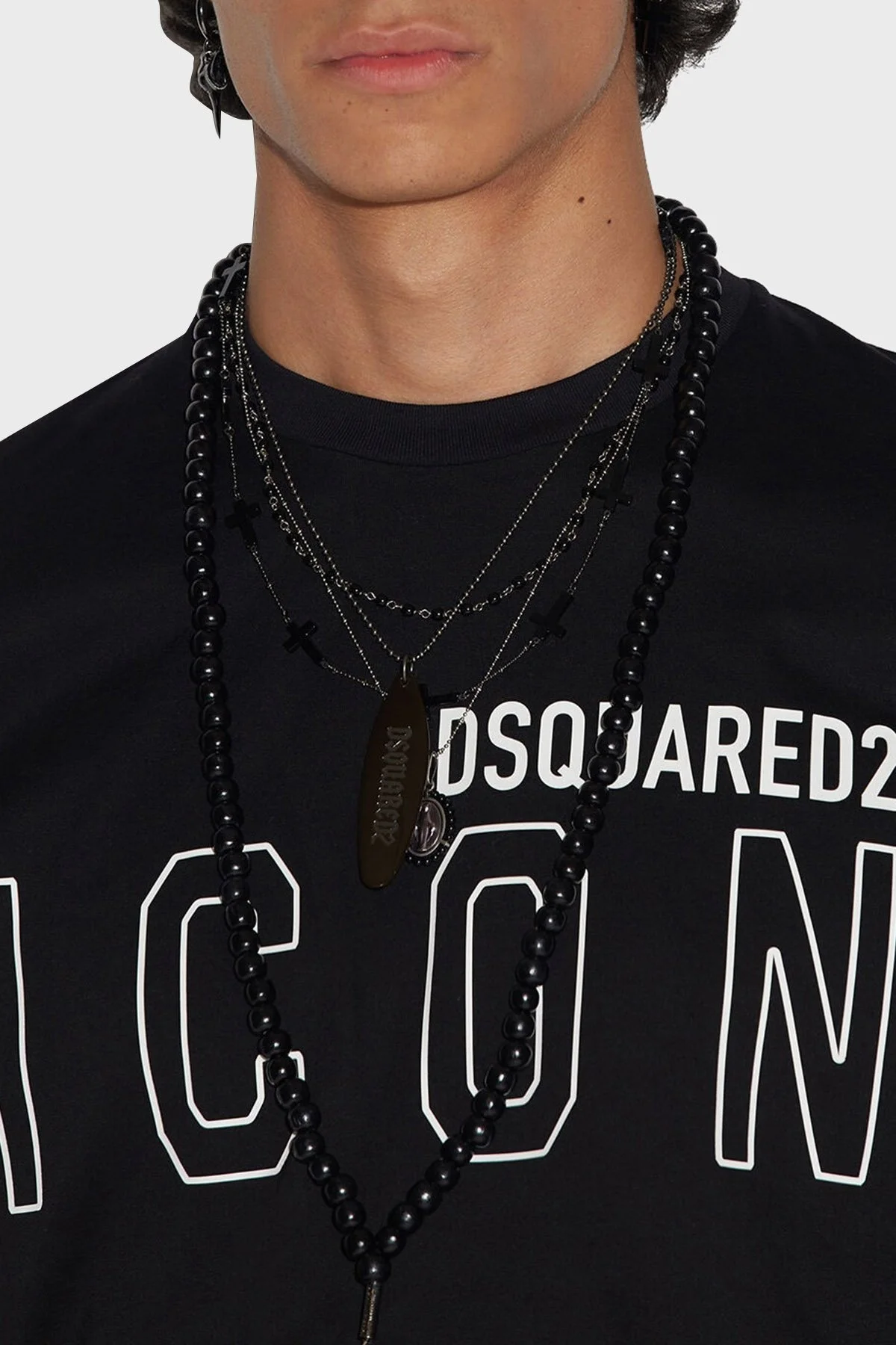 Dsquared2 Pamuklu Slim Fit Sıfır Yaka Erkek T Shirt S79GC0063 S23009 980 SİYAH - 2