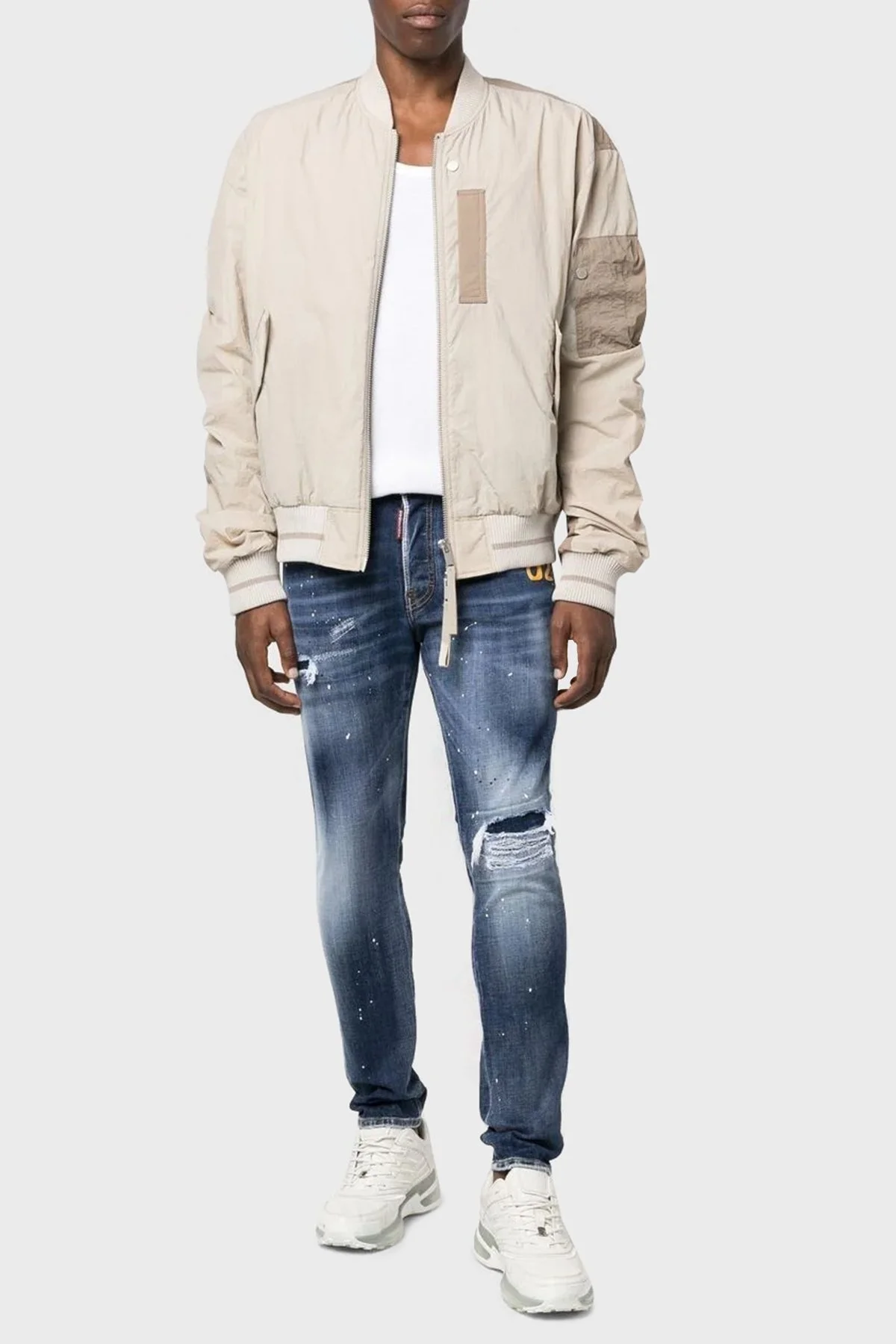 Dsquared2 Pamuklu Yırtık Detaylı Düşük Bel Skinny Skater Jeans Erkek Kot Pantolon S71LB1137 S30664 470 LACİVERT - 1