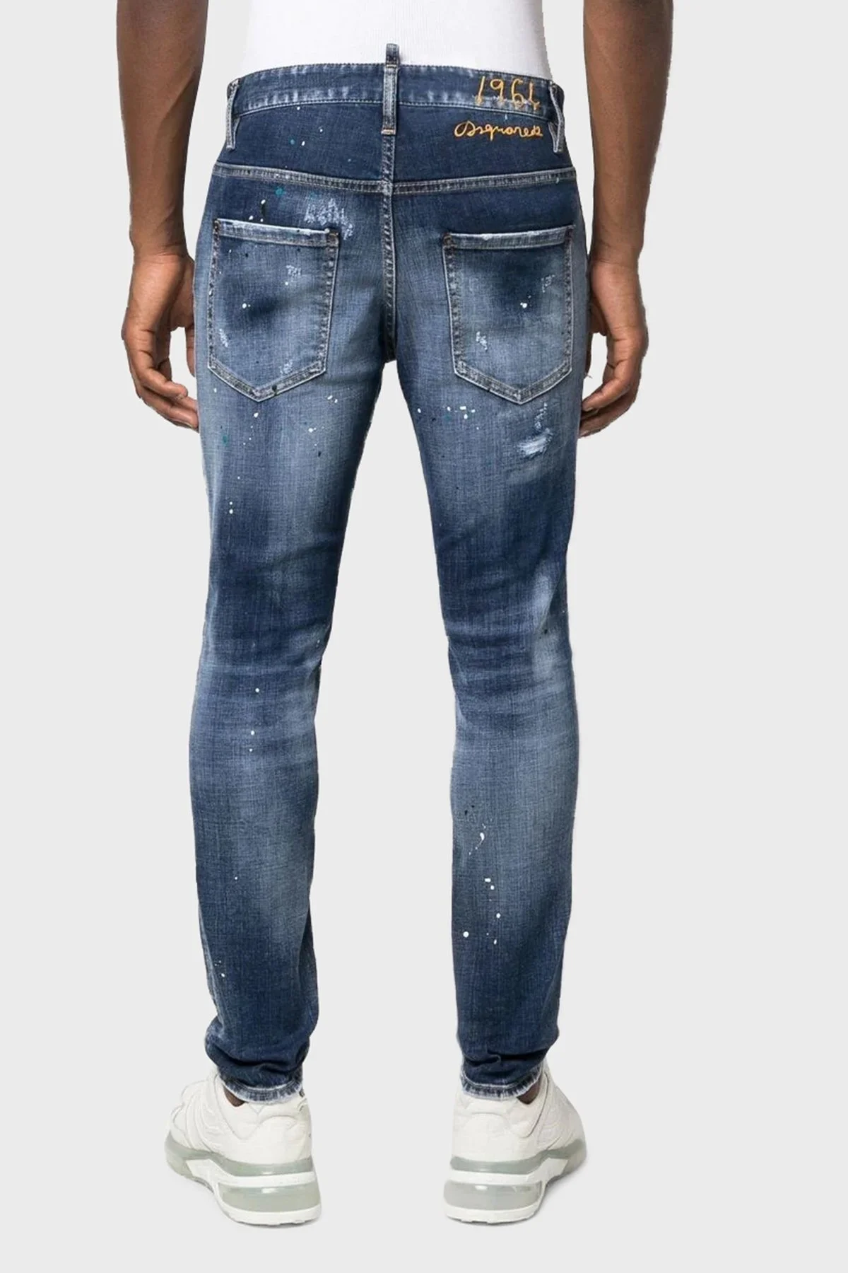Dsquared2 Pamuklu Yırtık Detaylı Düşük Bel Skinny Skater Jeans Erkek Kot Pantolon S71LB1137 S30664 470 LACİVERT - 3