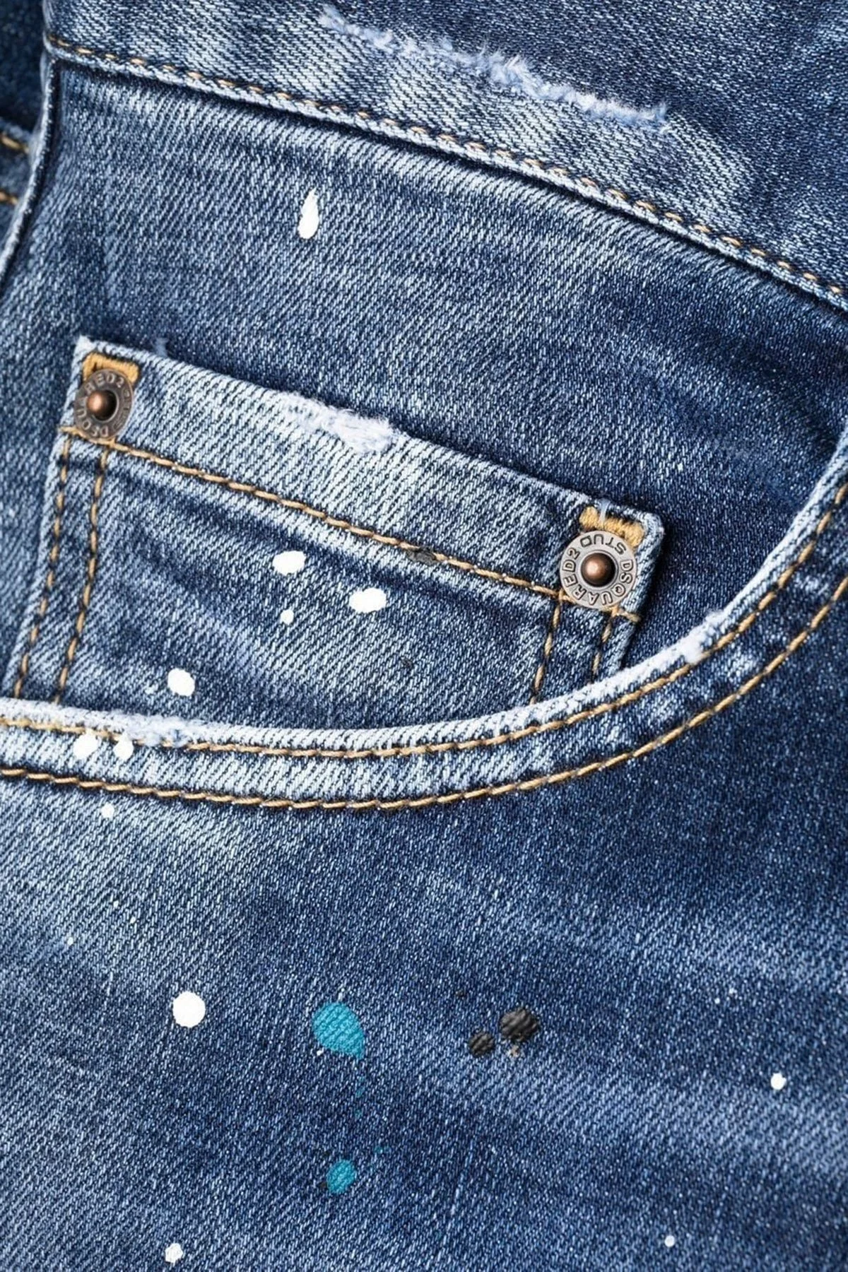 Dsquared2 Pamuklu Yırtık Detaylı Düşük Bel Skinny Skater Jeans Erkek Kot Pantolon S71LB1137 S30664 470 LACİVERT - 5