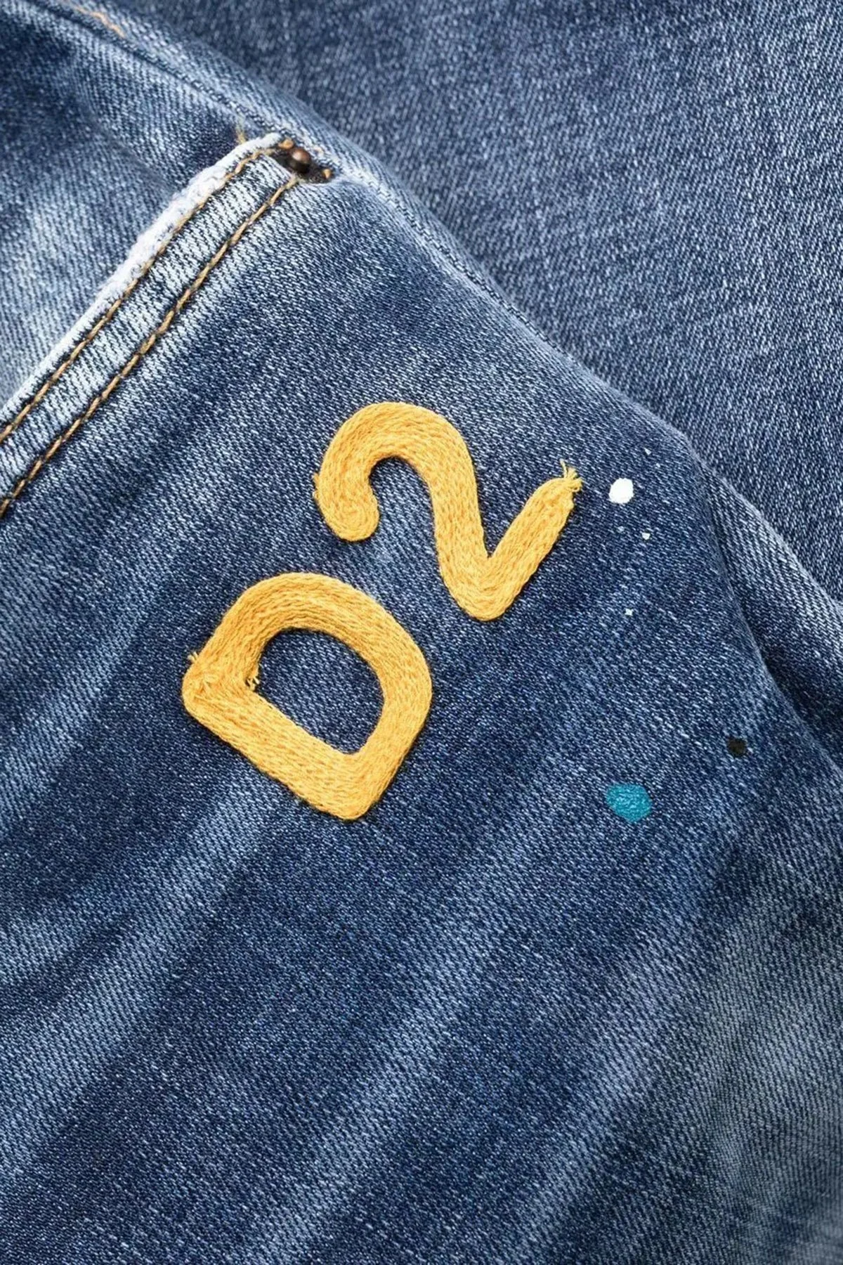 Dsquared2 Pamuklu Yırtık Detaylı Düşük Bel Skinny Skater Jeans Erkek Kot Pantolon S71LB1137 S30664 470 LACİVERT - 6