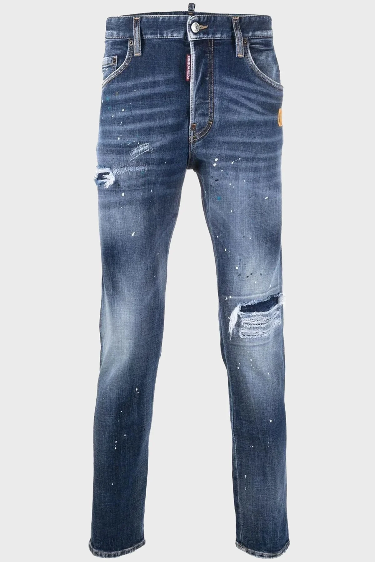 Dsquared2 Pamuklu Yırtık Detaylı Düşük Bel Skinny Skater Jeans Erkek Kot Pantolon S71LB1137 S30664 470 LACİVERT - 7