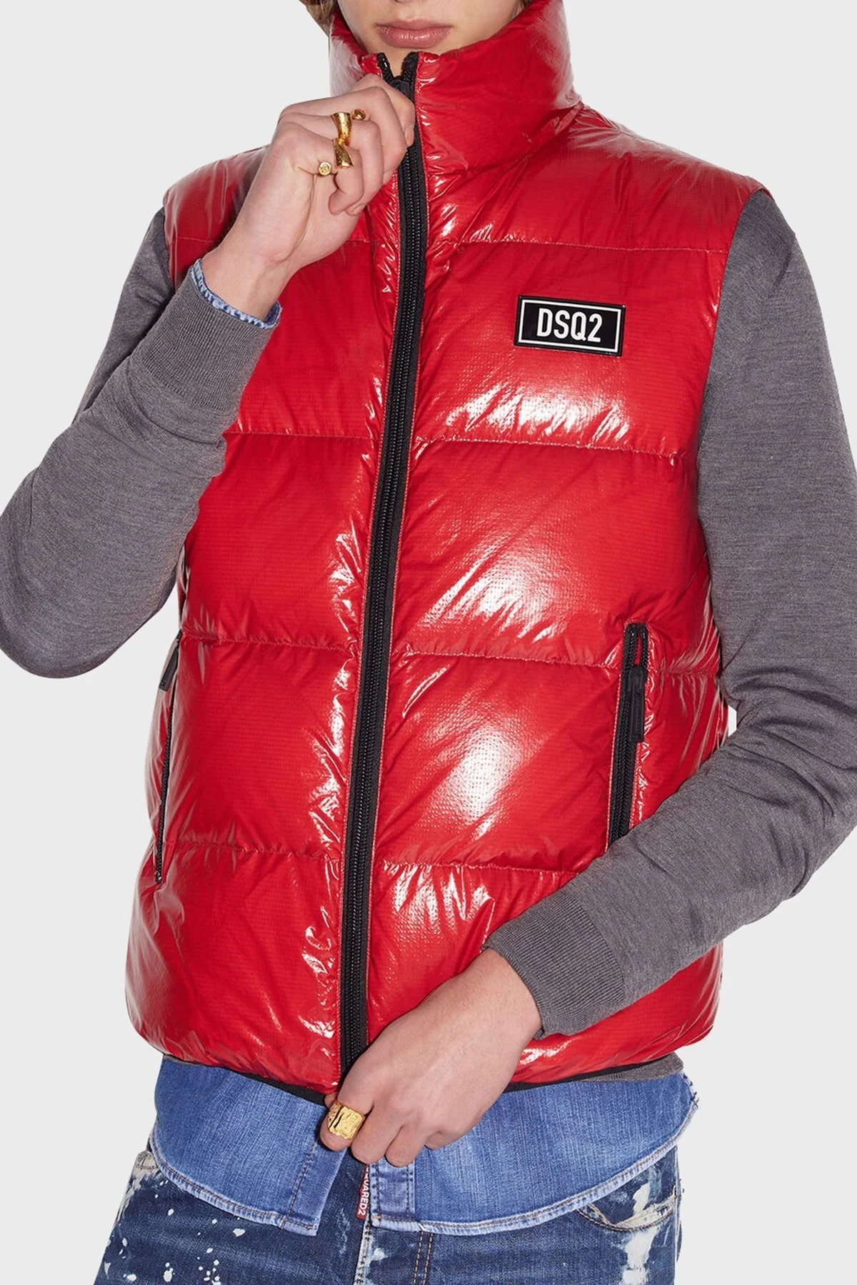 Dsquared2 Regular Fit Kuş Tüyü Dolgulu Dik Yaka Şişme Erkek Yelek S74FB0292 S54056 308 KIRMIZI - 3