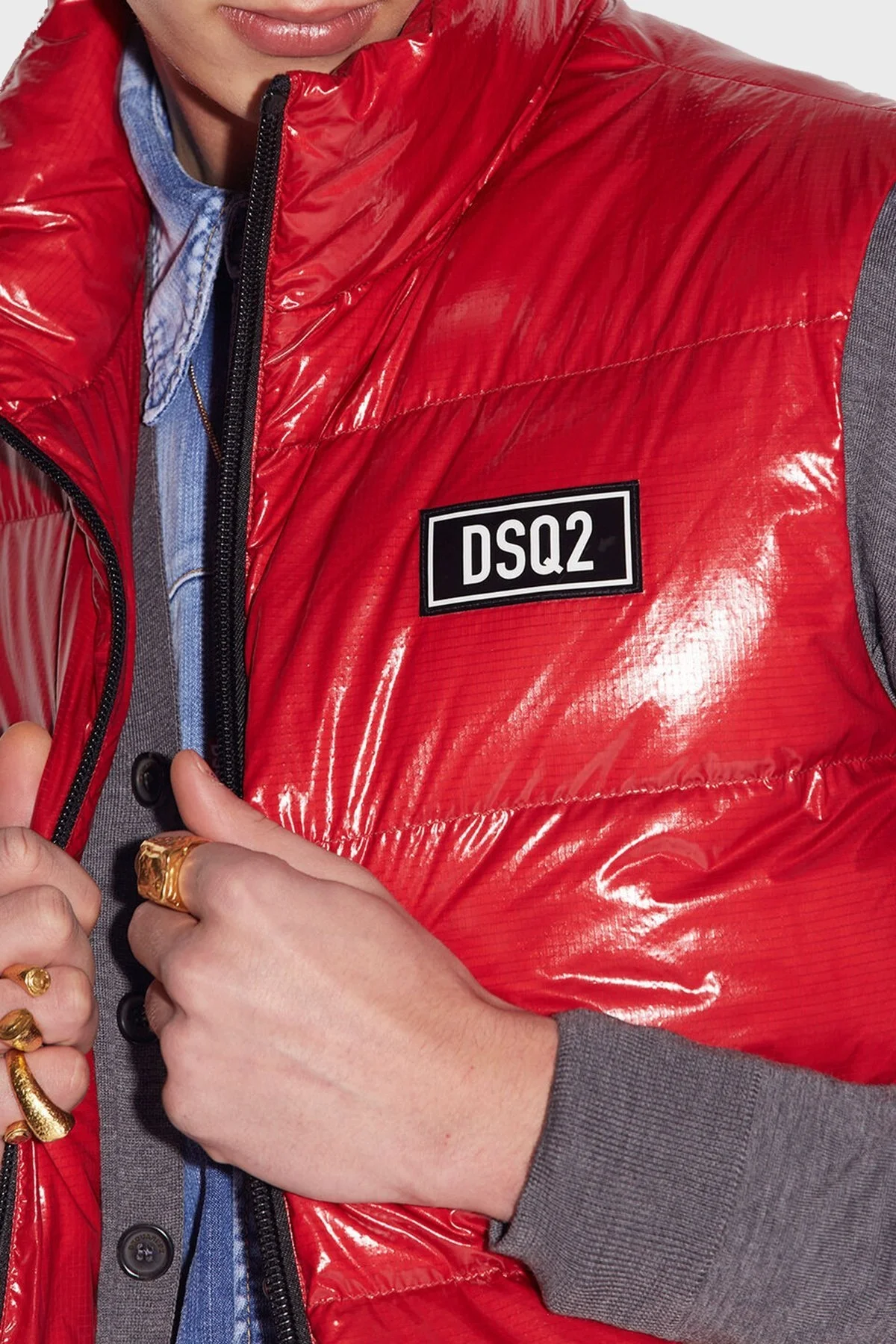 Dsquared2 Regular Fit Kuş Tüyü Dolgulu Dik Yaka Şişme Erkek Yelek S74FB0292 S54056 308 KIRMIZI - 4