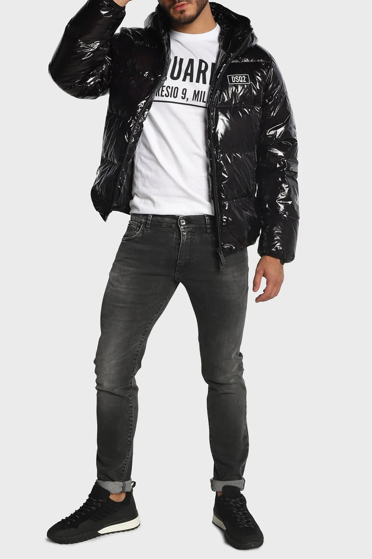 Dsquared2 Regular Fit Kuş Tüyü Dolgulu Kapüşonlu Şişme Erkek Mont S74AM1322 S54056 900 SİYAH - 2