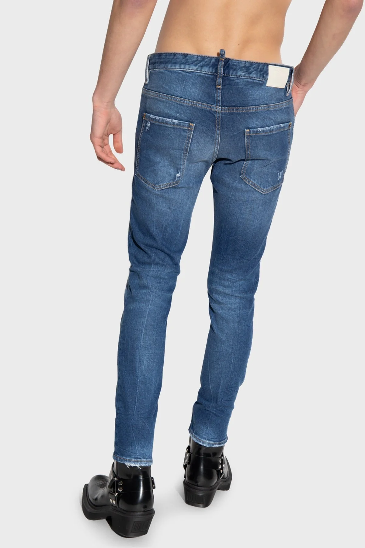 Dsquared2 Skater Streç Pamuklu Normal Bel Slim Fit Jeans Erkek Kot Pantolon S71LB1223 S30663 470 LACİVERT - 6