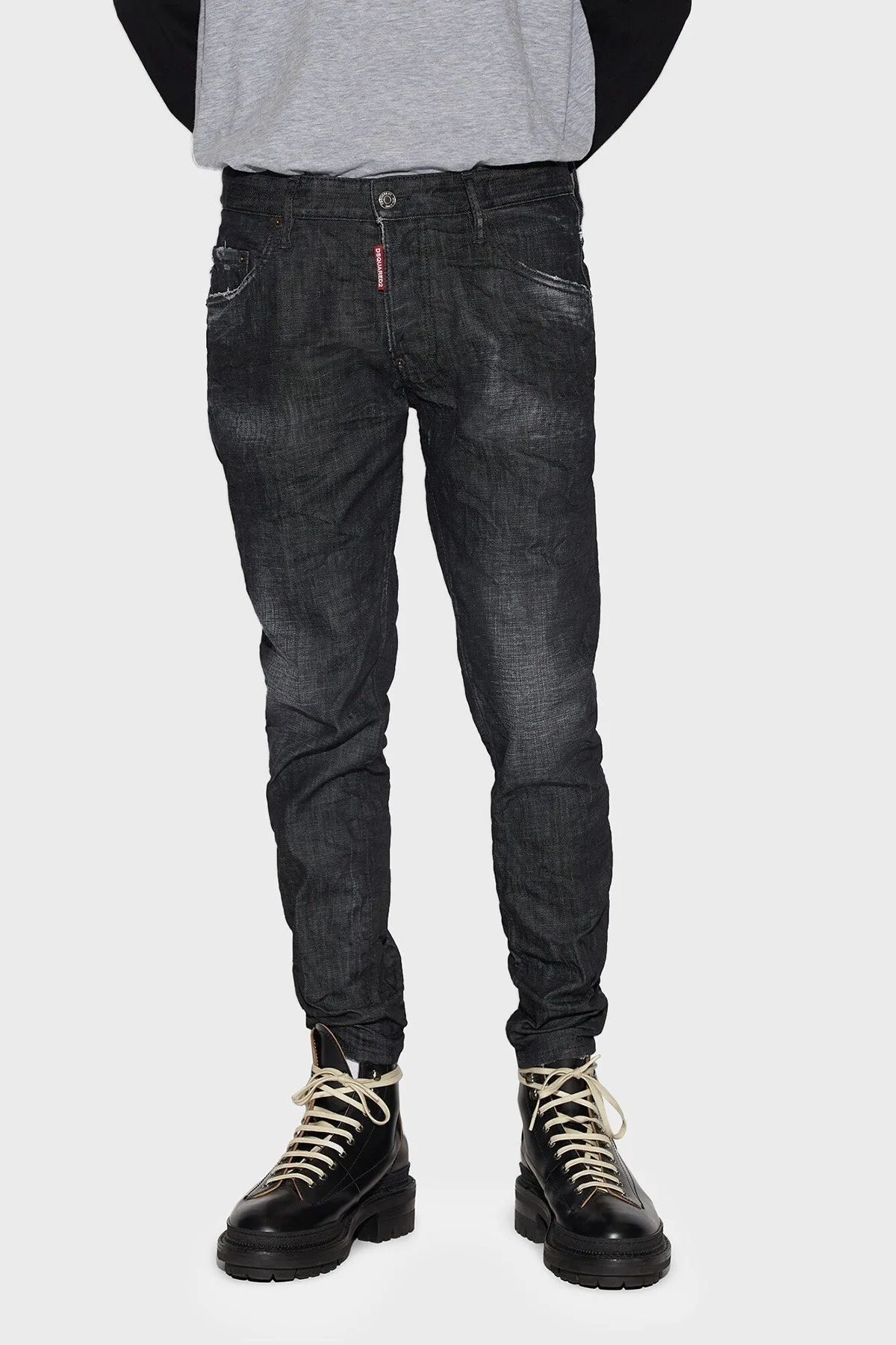 Dsquared2 Skater Streç Pamuklu Normal Bel Slim Fit Jeans Erkek Kot Pantolon S74LB1228 S30357 900 SİYAH - 2