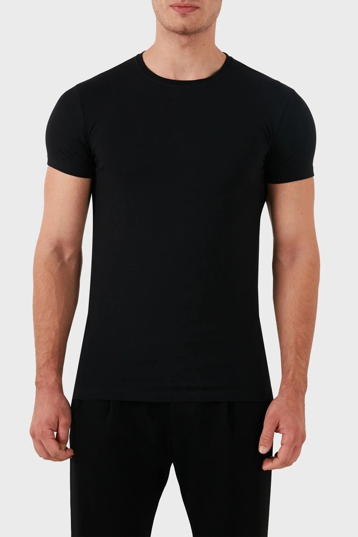 Dsquared2 Streç Pamuklu Bisiklet Yaka Slim Fit 2li Erkek T Shirt DCX410020 01 SİYAH - 2