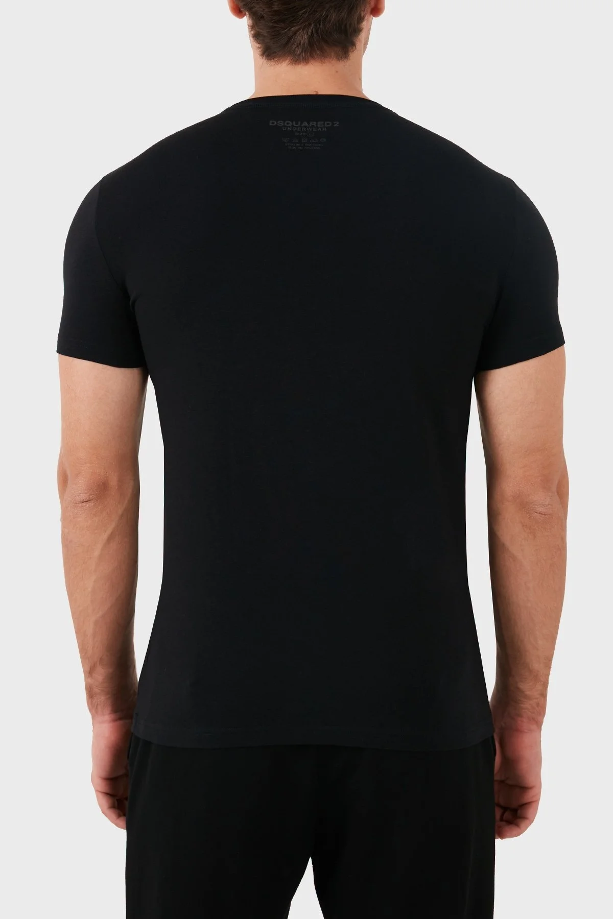 Dsquared2 Streç Pamuklu Bisiklet Yaka Slim Fit 2li Erkek T Shirt DCX410020 01 SİYAH - 6