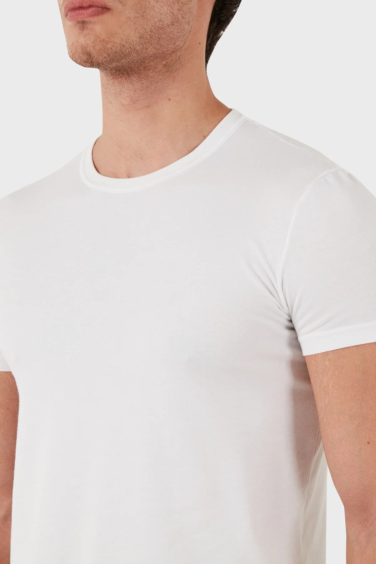 Dsquared2 Streç Pamuklu Bisiklet Yaka Slim Fit 2li Erkek T Shirt DCX410020 02 BEYAZ - 8