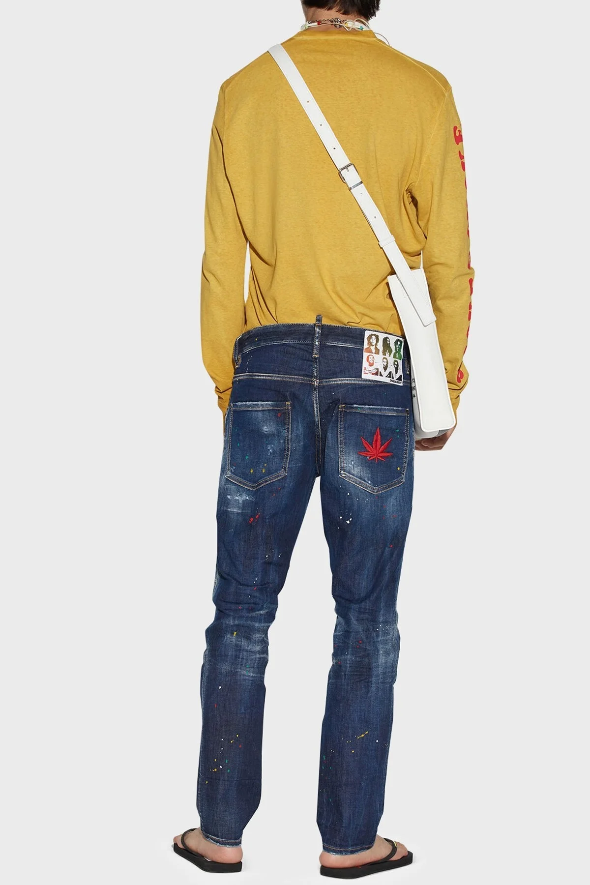 Dsquared2 Streç Pamuklu Boya Detaylı Slim Fit Skater Jeans Erkek Kot Pantolon S71LB1165 S30789 470 LACİVERT - 2