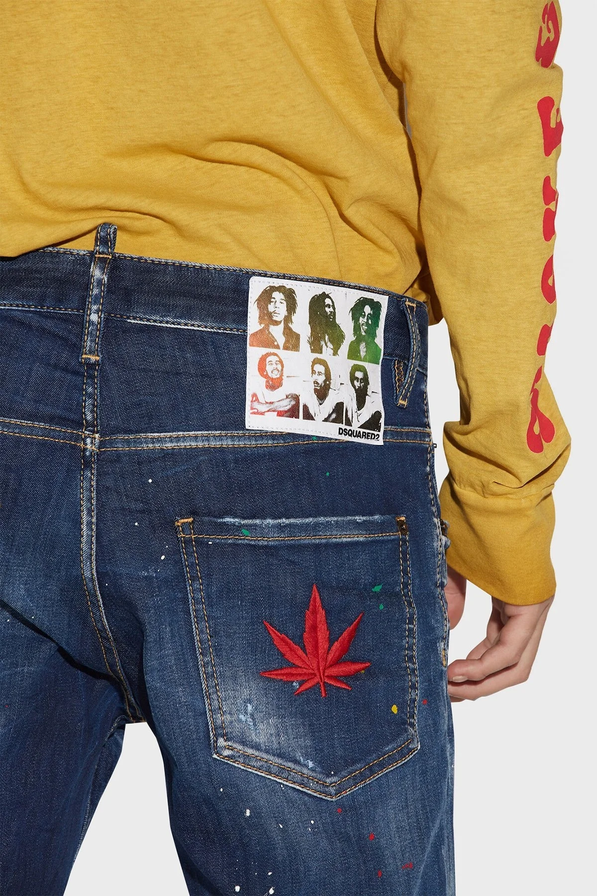 Dsquared2 Streç Pamuklu Boya Detaylı Slim Fit Skater Jeans Erkek Kot Pantolon S71LB1165 S30789 470 LACİVERT - 3