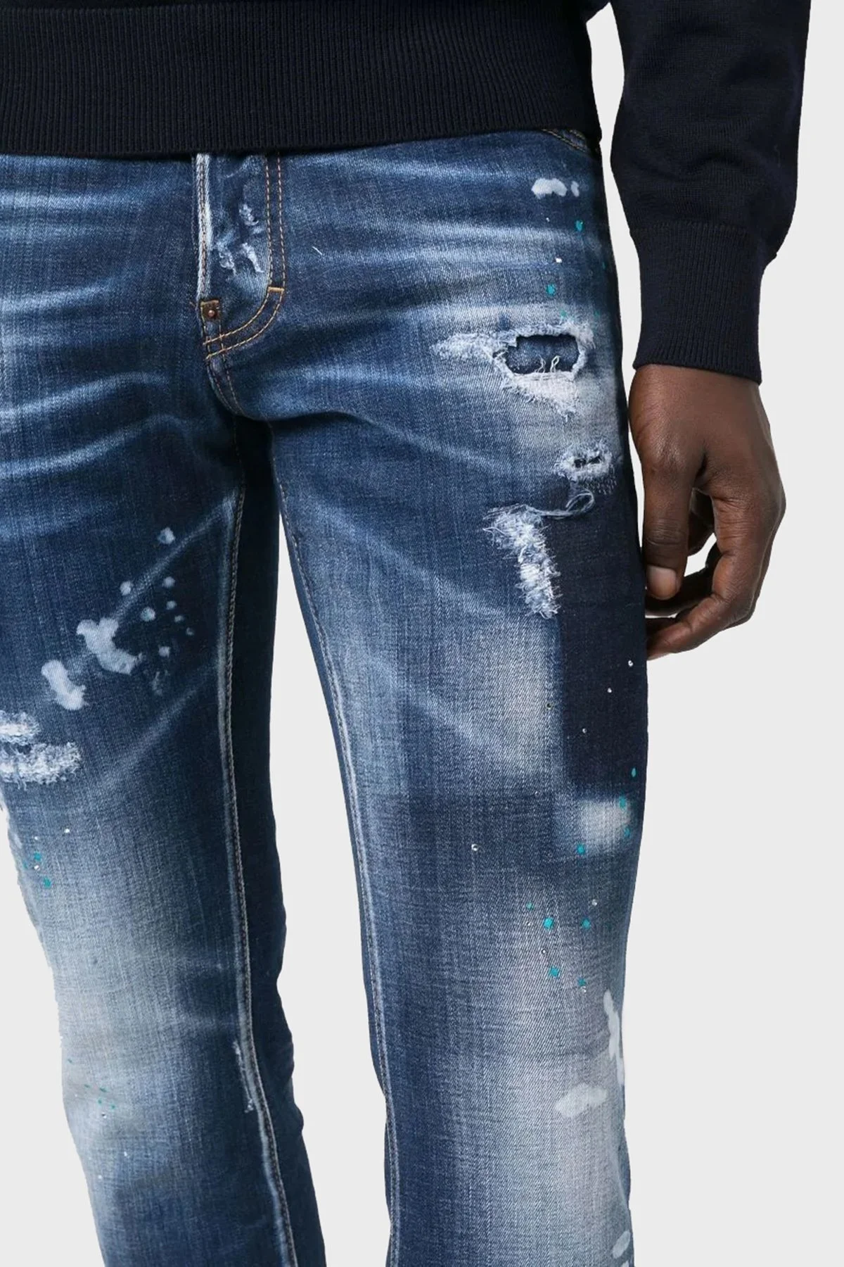 Dsquared2 Streç Pamuklu Cool Guy Skinny Fit Jeans Erkek Kot Pantolon S71LB1102 S30342 470 LACİVERT - 10