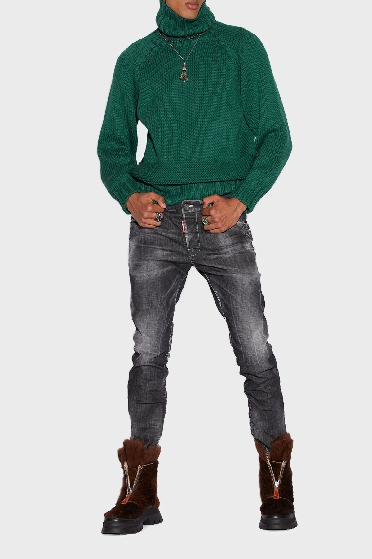 Dsquared2 Streç Pamuklu Düşük Bel Skinny Skater Jeans Erkek Kot Pantolon S71LB1088 S30357 900 SİYAH - 1